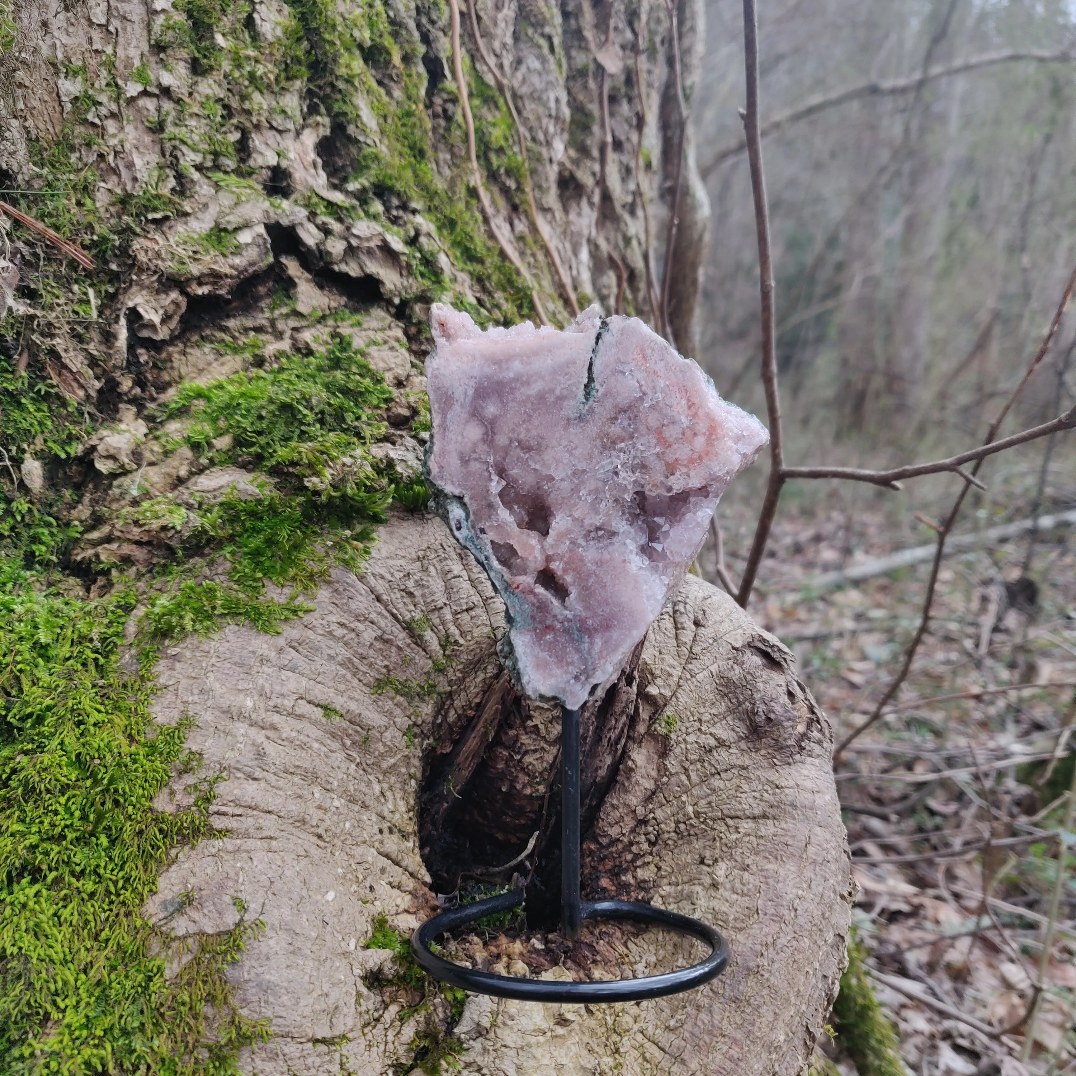 Pink Amethyst Slab on Metal Stand (#2)
