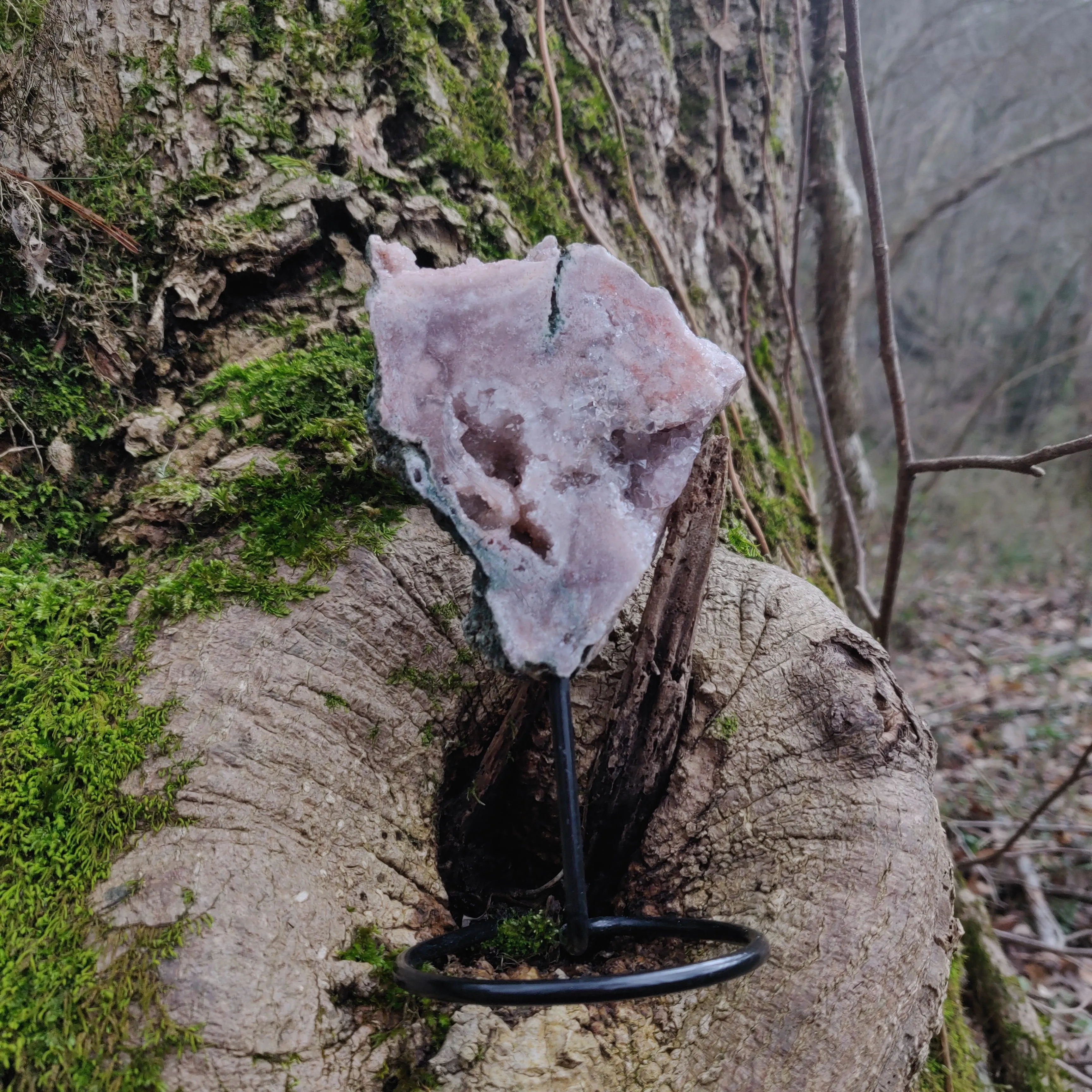 Pink Amethyst Slab on Metal Stand (#2)