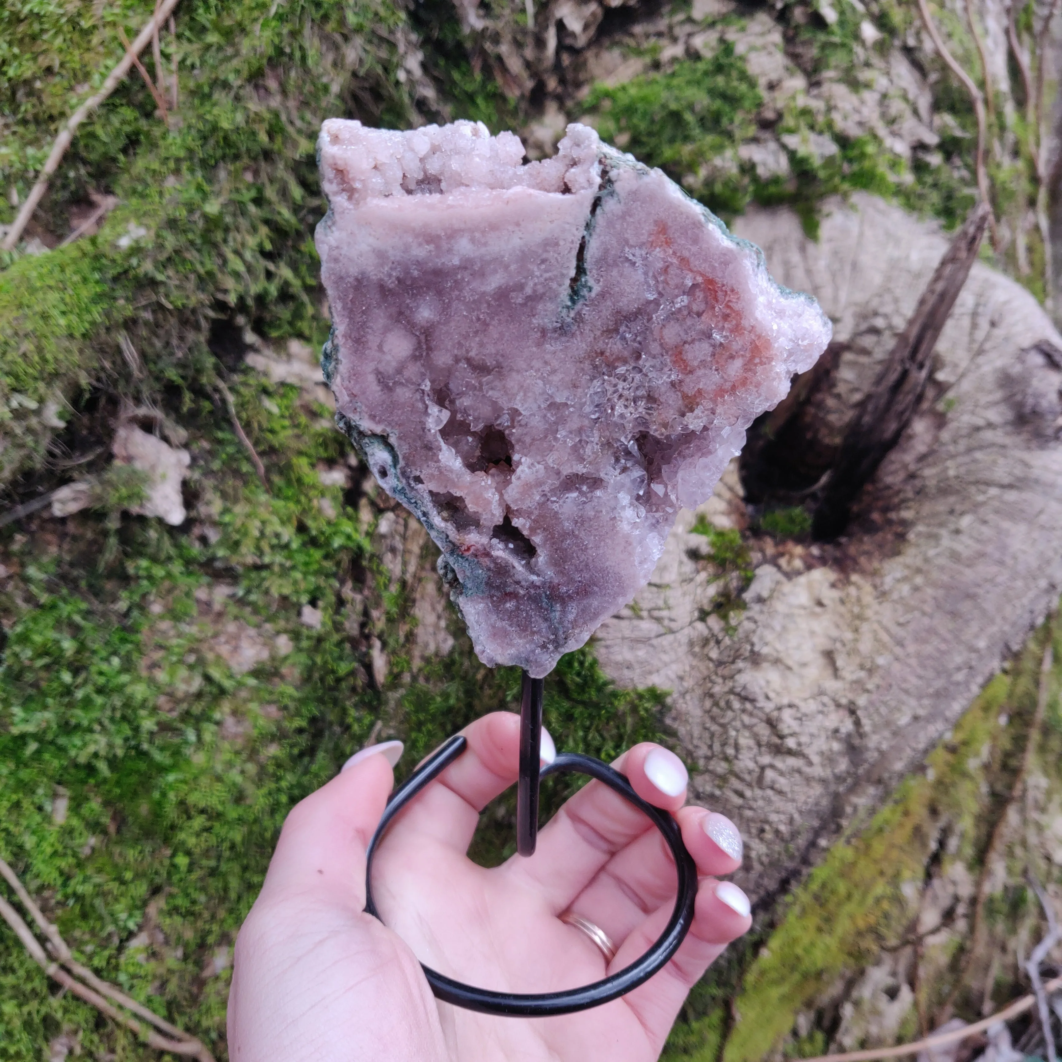 Pink Amethyst Slab on Metal Stand (#2)