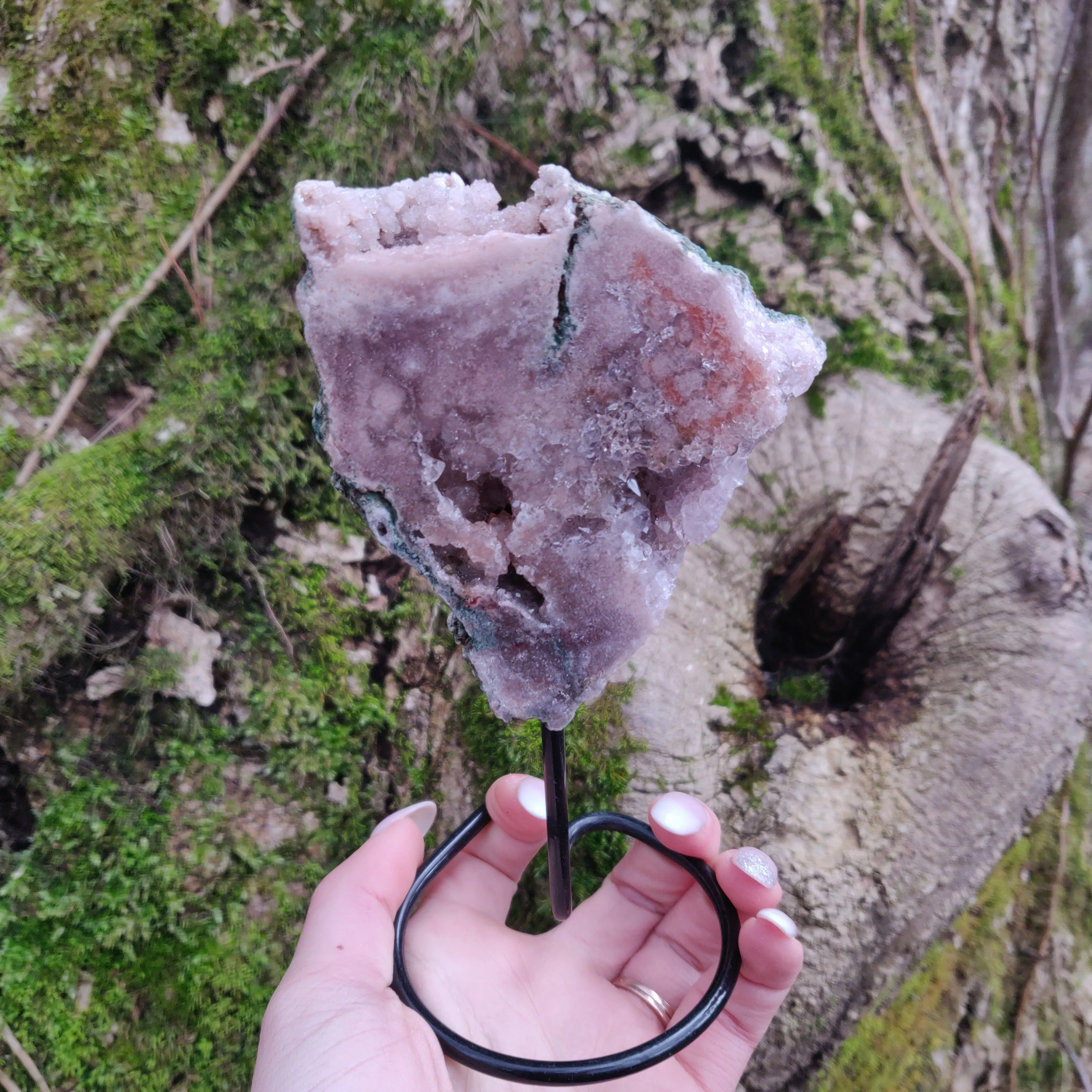 Pink Amethyst Slab on Metal Stand (#2)