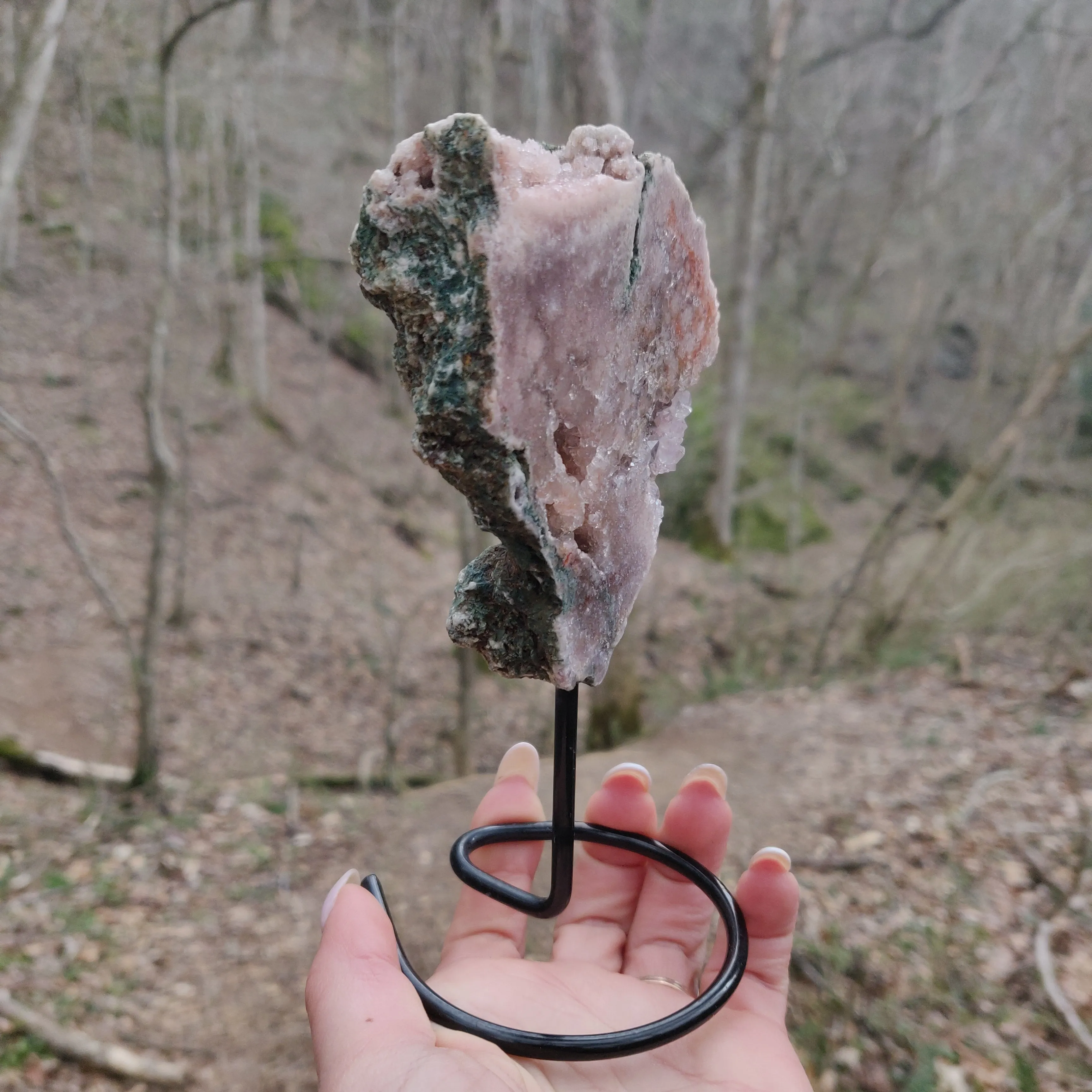 Pink Amethyst Slab on Metal Stand (#2)
