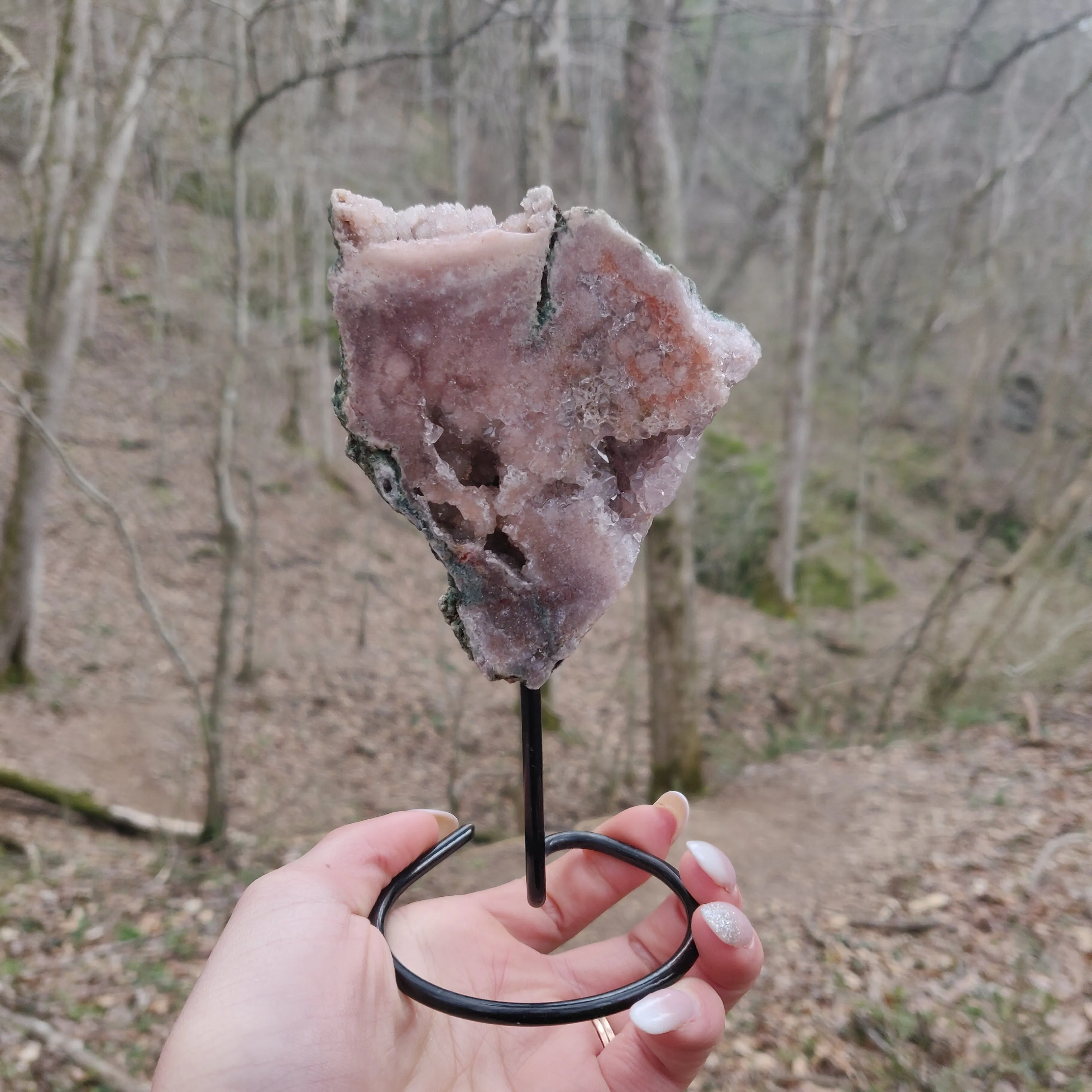 Pink Amethyst Slab on Metal Stand (#2)