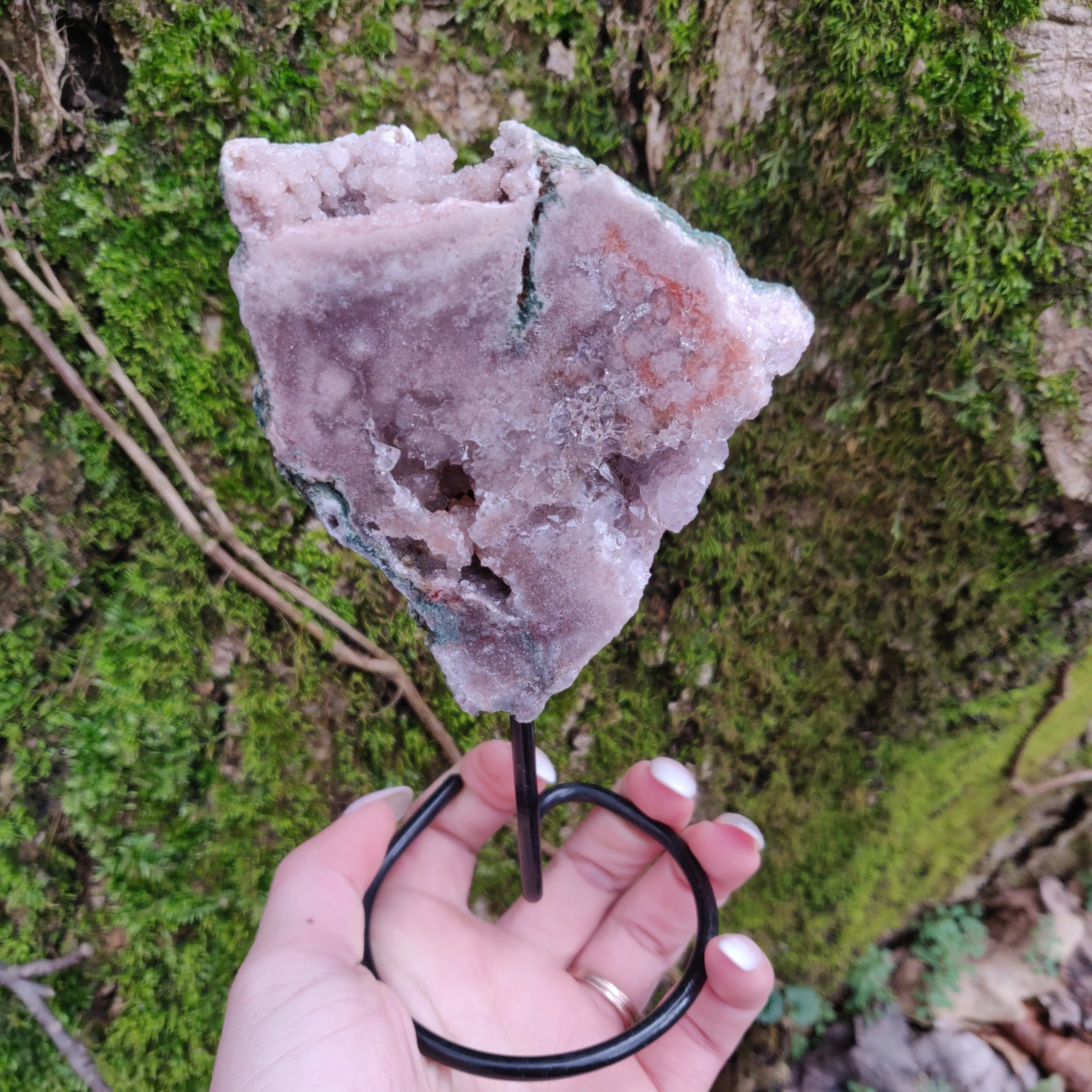 Pink Amethyst Slab on Metal Stand (#2)