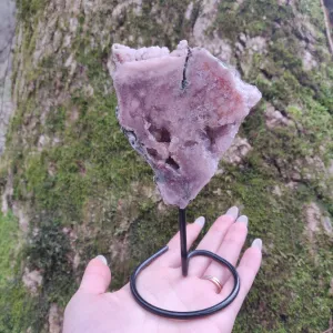 Pink Amethyst Slab on Metal Stand (#2)