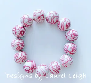 Pink Chinoiserie Floral Bracelet
