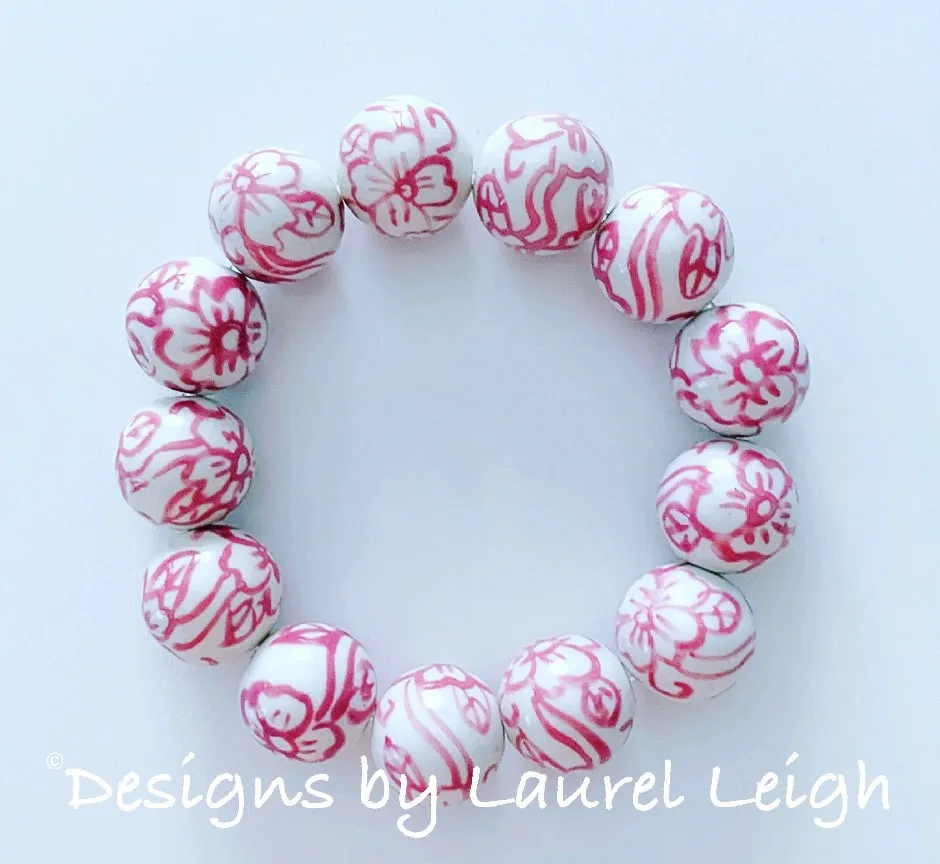 Pink Chinoiserie Floral Bracelet