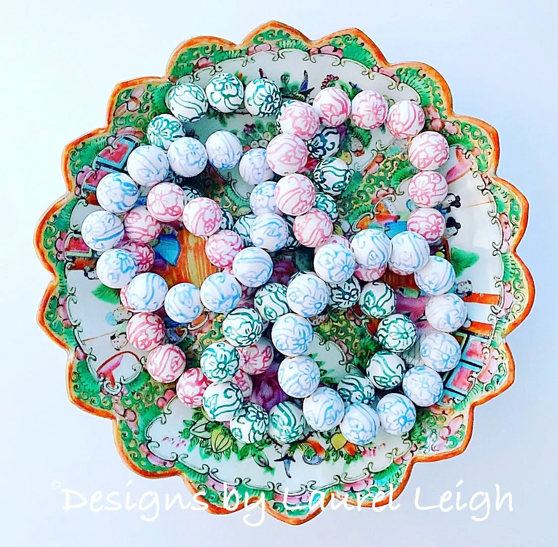 Pink Chinoiserie Floral Bracelet