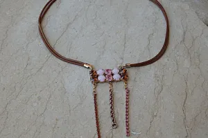 Pink Rebeka bib necklace