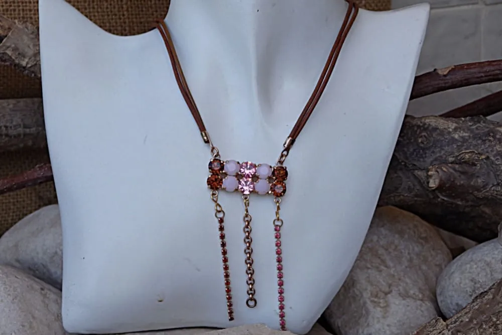 Pink Rebeka bib necklace