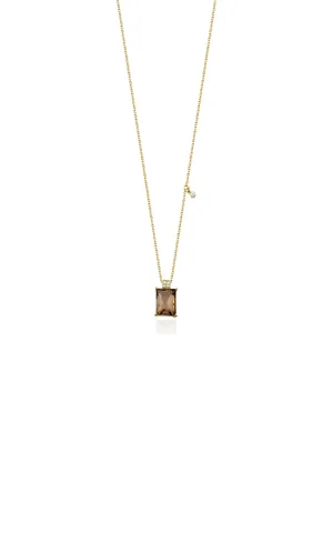 Pırlantalı Smoky Topaz Kolye