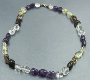 Purple Amethyst & Clear Quartz Necklace