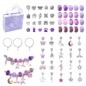 Purple Children's Bracelet Set Handmade DIY Large Hole Beaded Exquisite Crystal Beads Bracelet