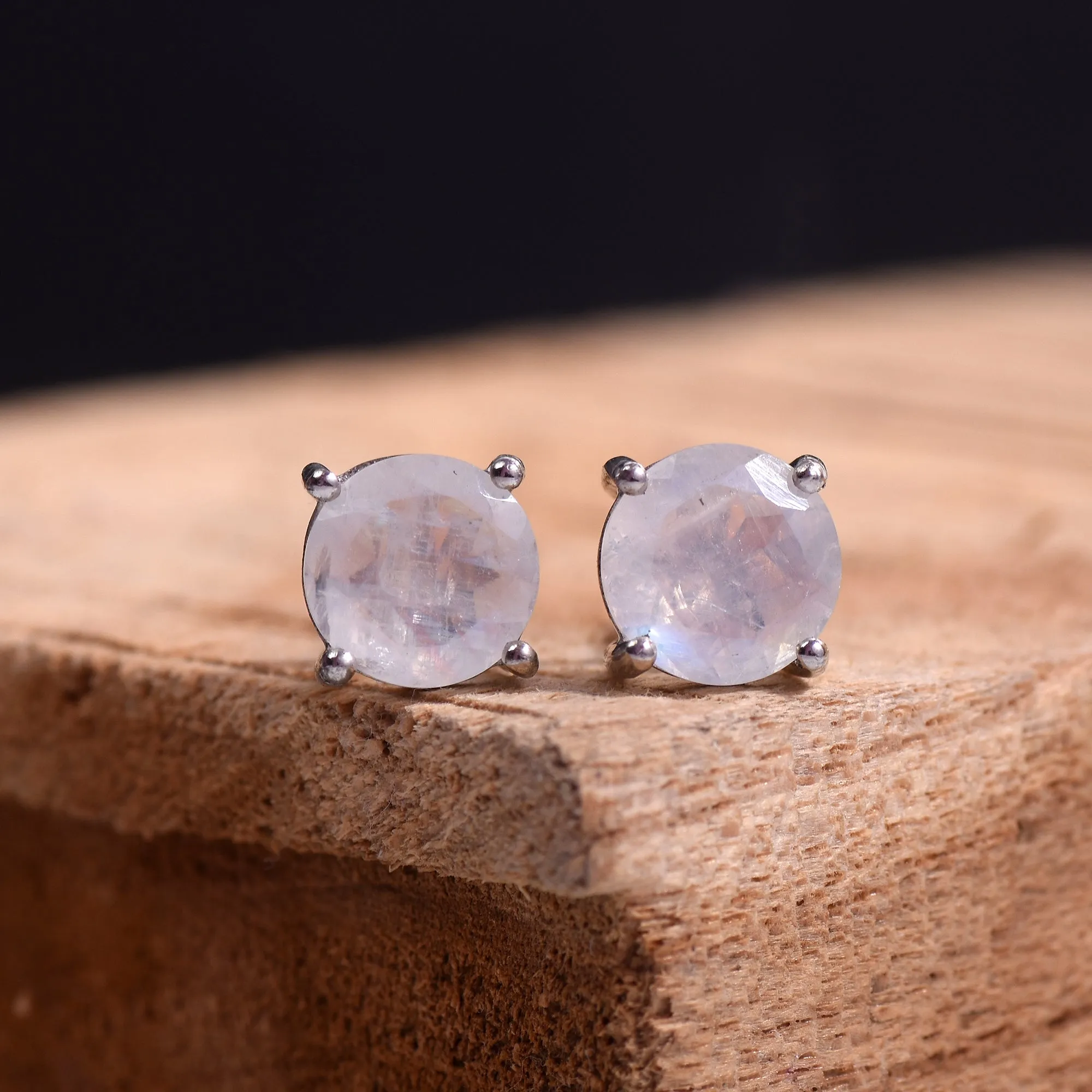 Rainbow Moonstone Studs