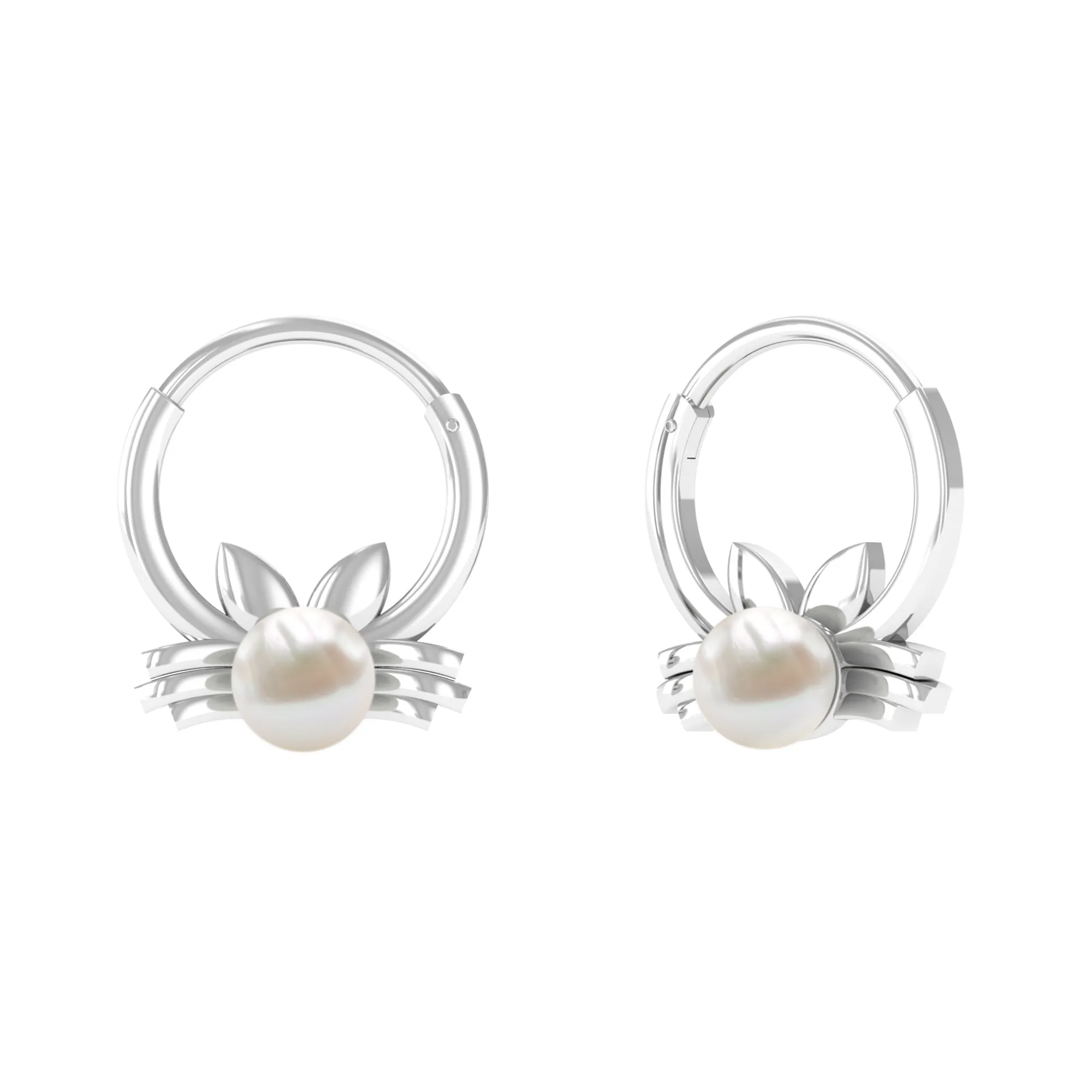 Real Freshwater Pearl Cat Daith Hoop Earring in Gold