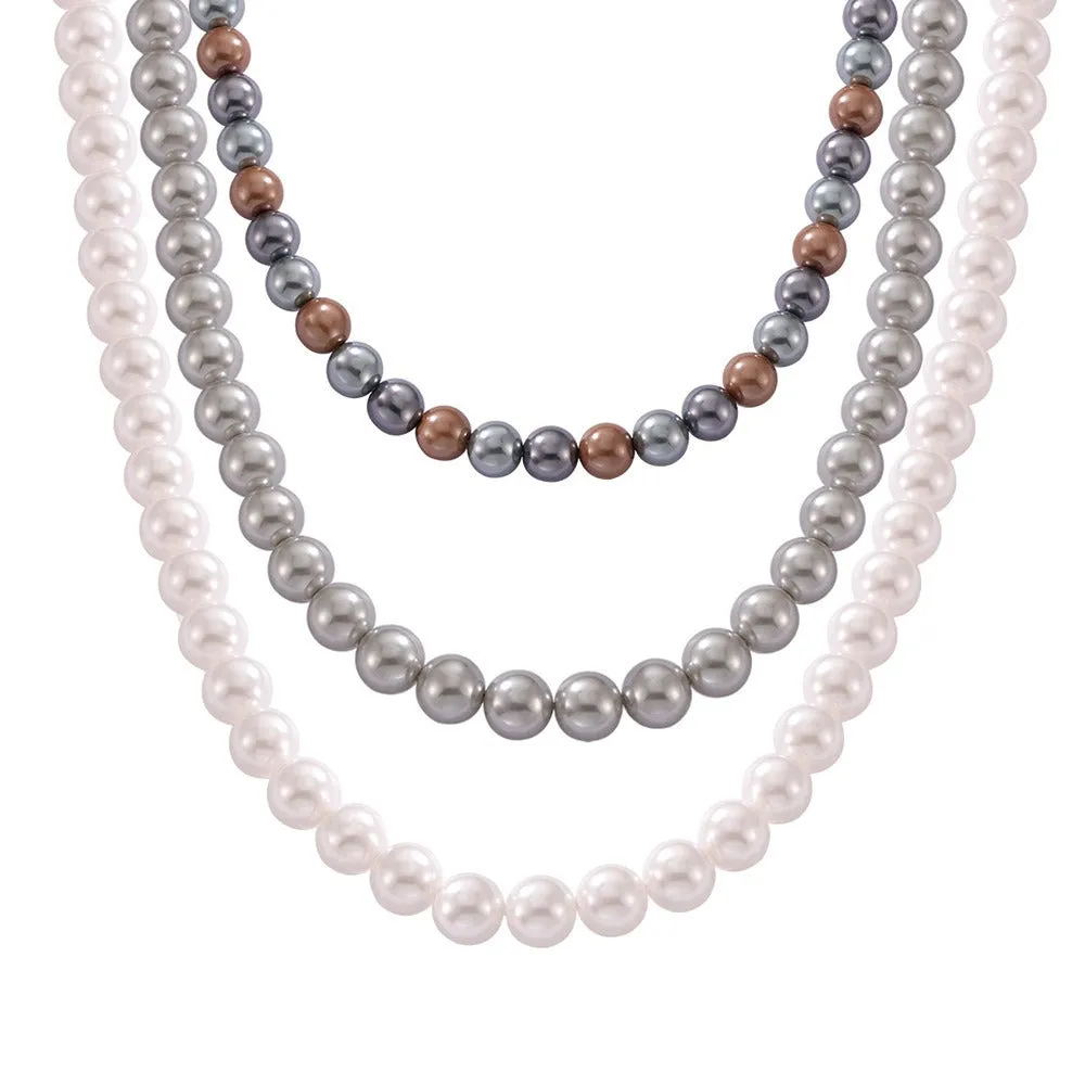 Regal Tricolor Pearl Necklace