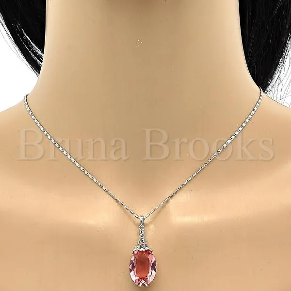 Rhodium Plated Fancy Necklace, Pave Mariner Design, with Swarovski Crystals, Rhodium Tone
