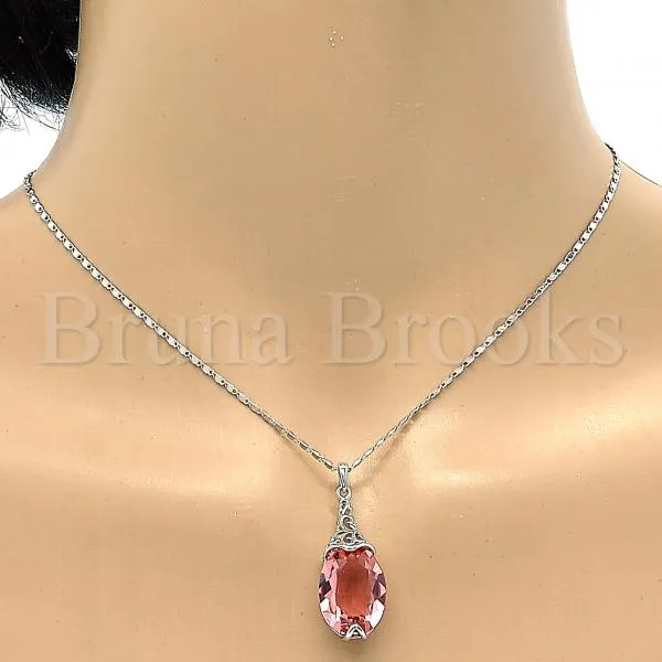 Rhodium Plated Fancy Necklace, Pave Mariner Design, with Swarovski Crystals, Rhodium Tone