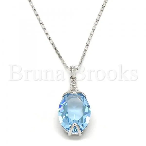 Rhodium Plated Fancy Necklace, Pave Mariner Design, with Swarovski Crystals, Rhodium Tone