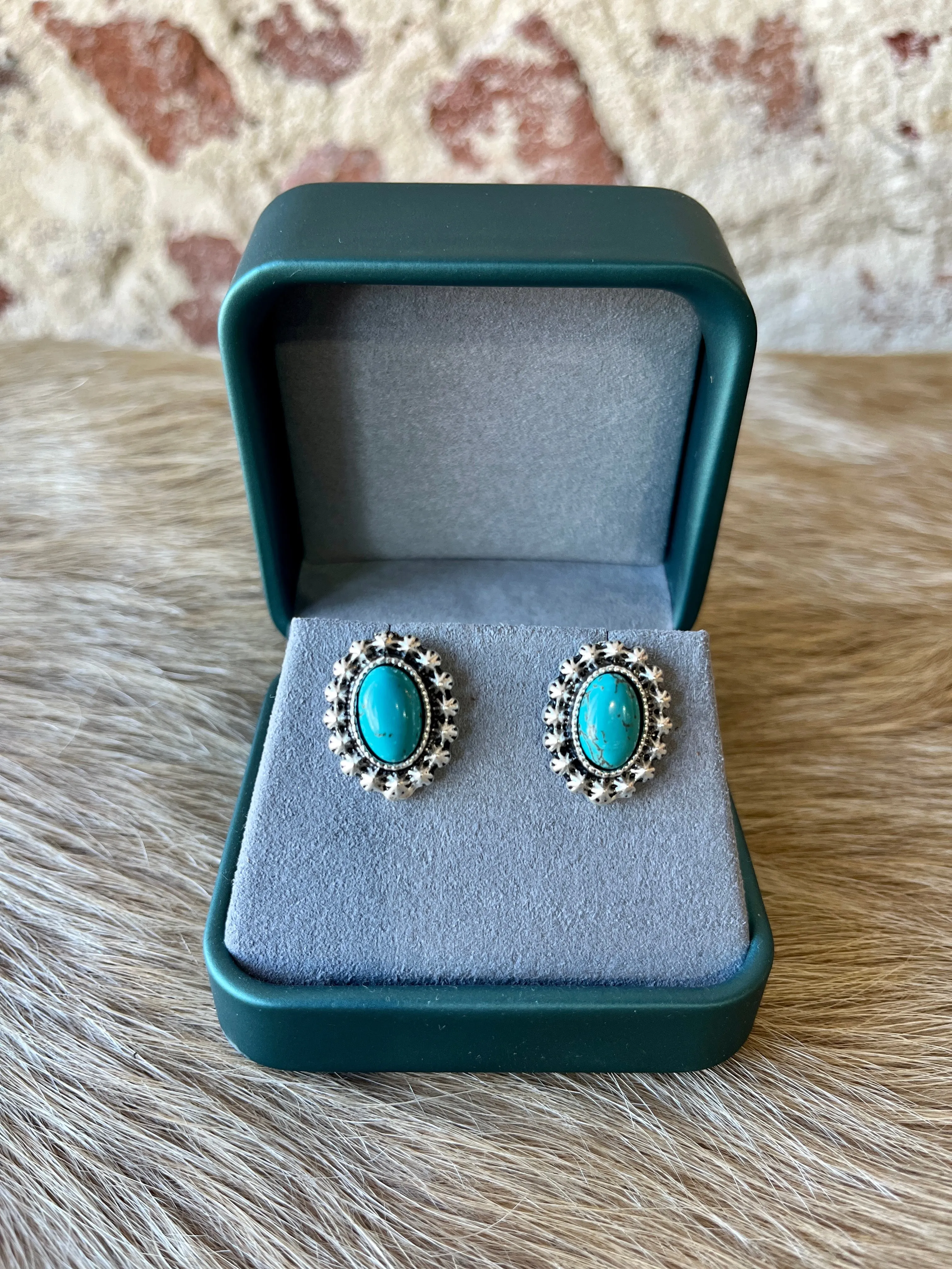 Rip Faux Turquoise Stud Earrings