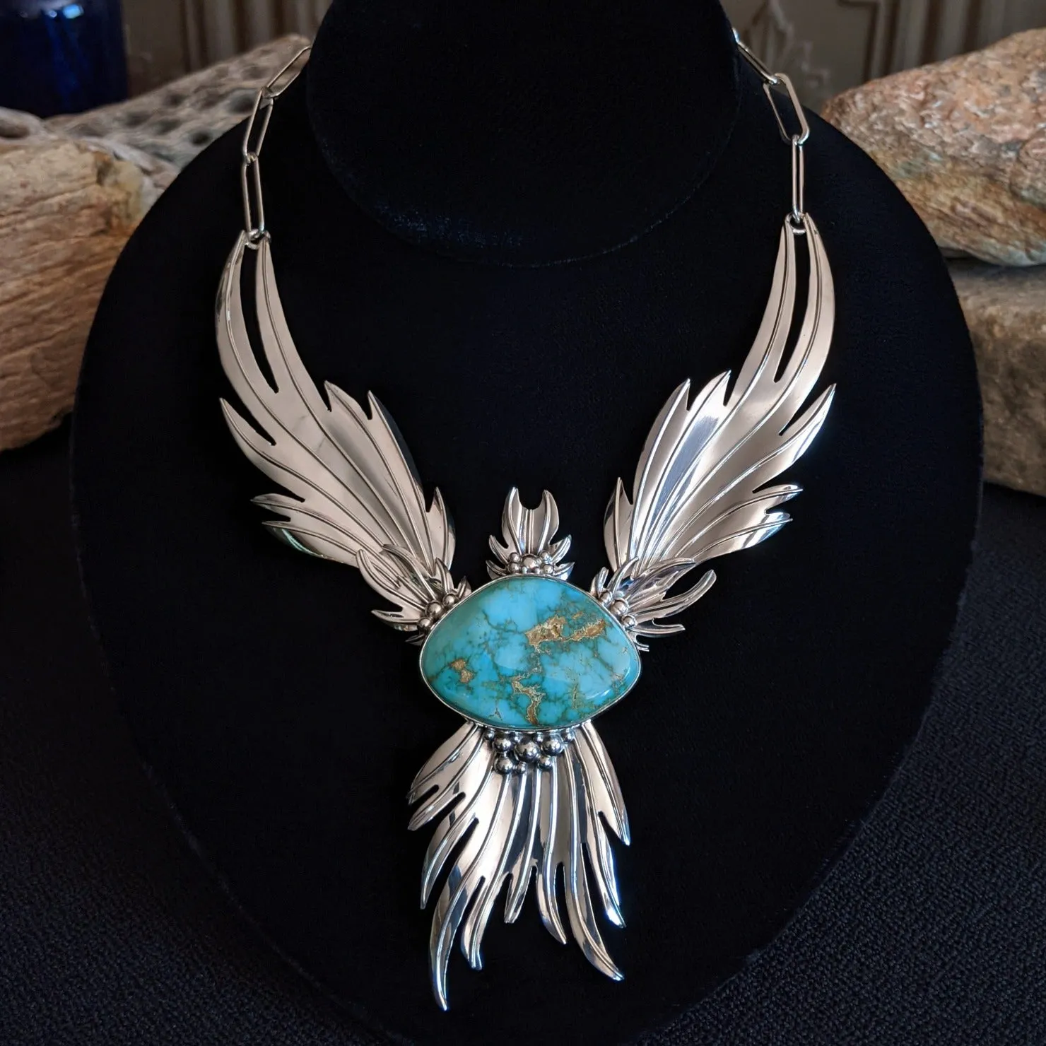 Royston Turquoise "Pegasus" Necklace Set by Juan Willie SWSG-JWS-0004