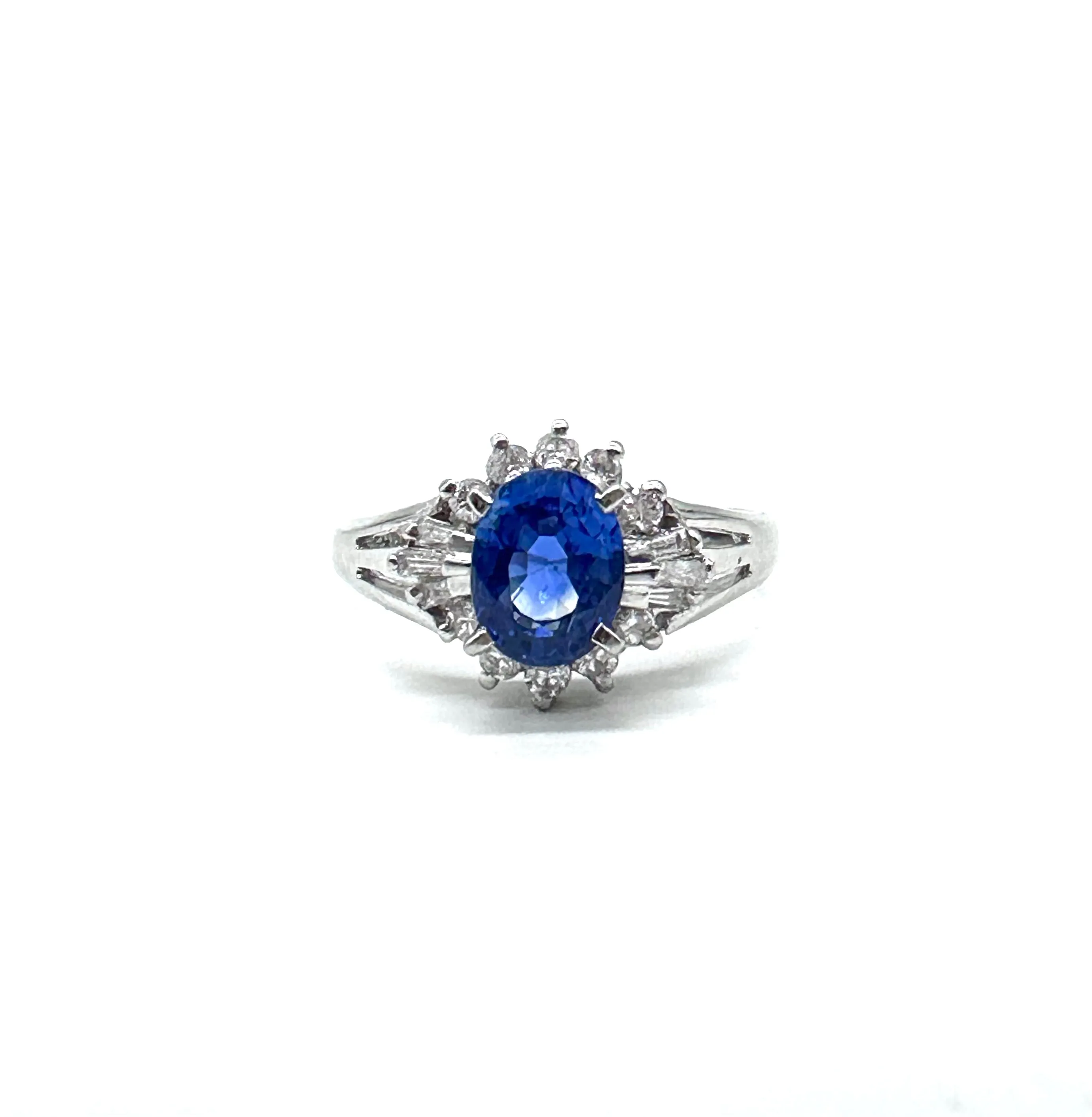 Sapphire and diamond halo ring