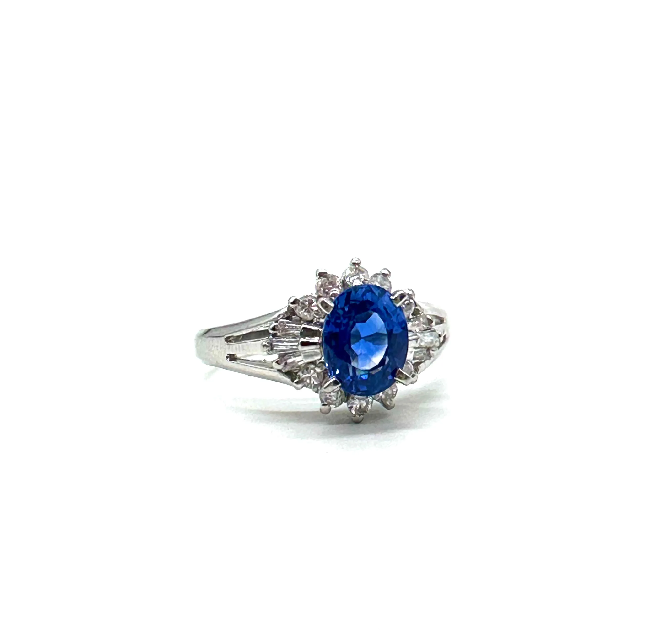 Sapphire and diamond halo ring