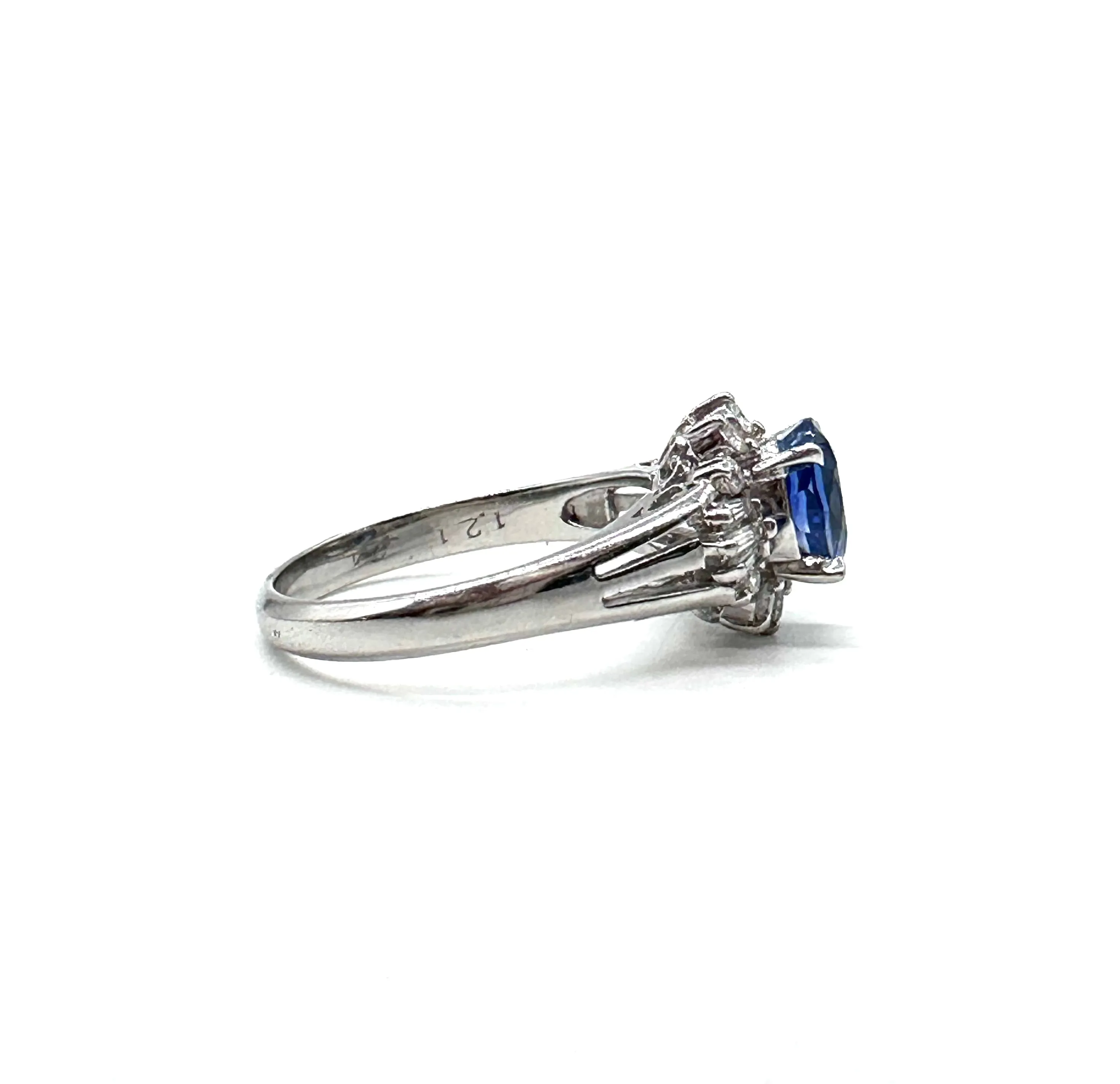 Sapphire and diamond halo ring