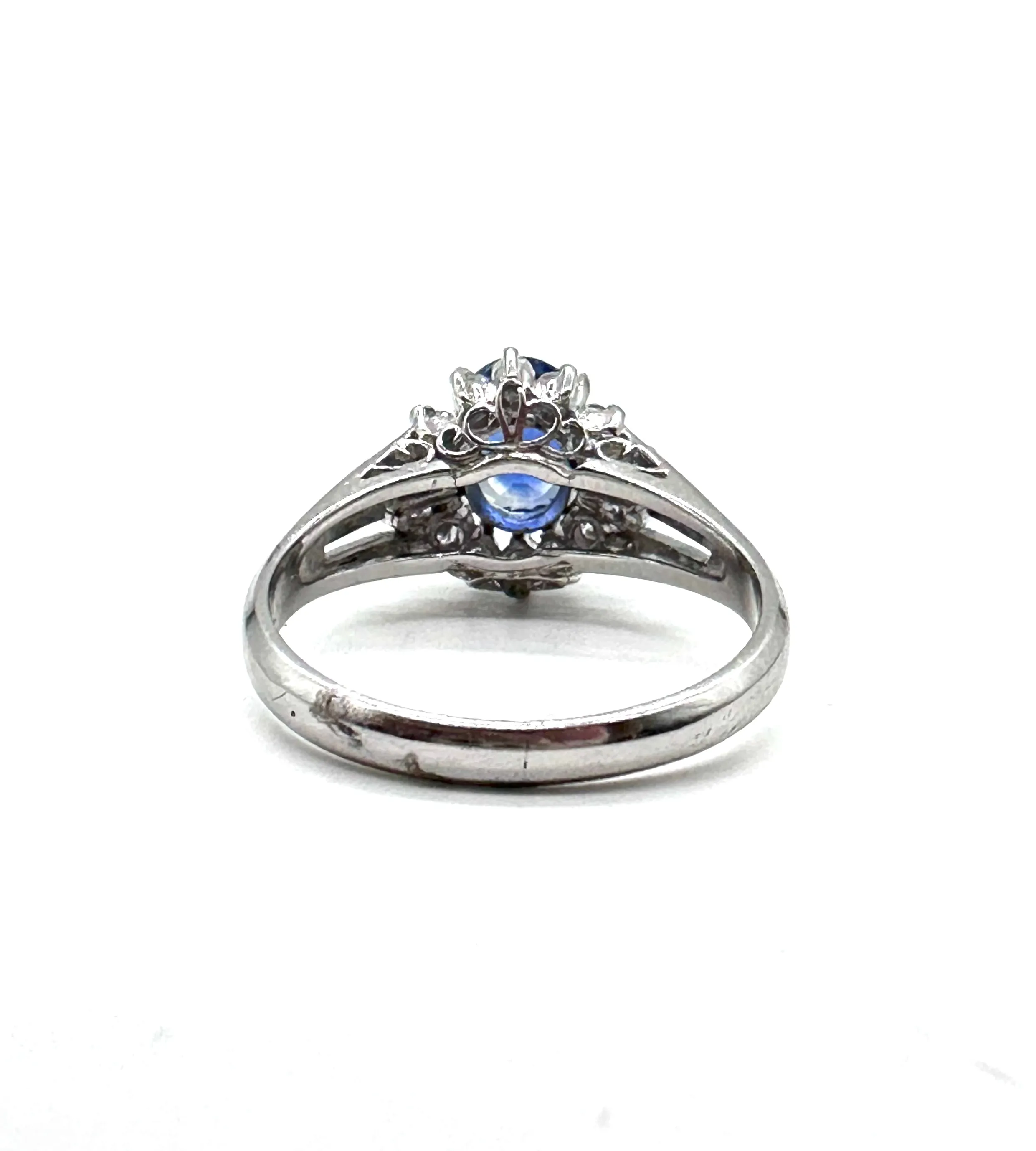 Sapphire and diamond halo ring