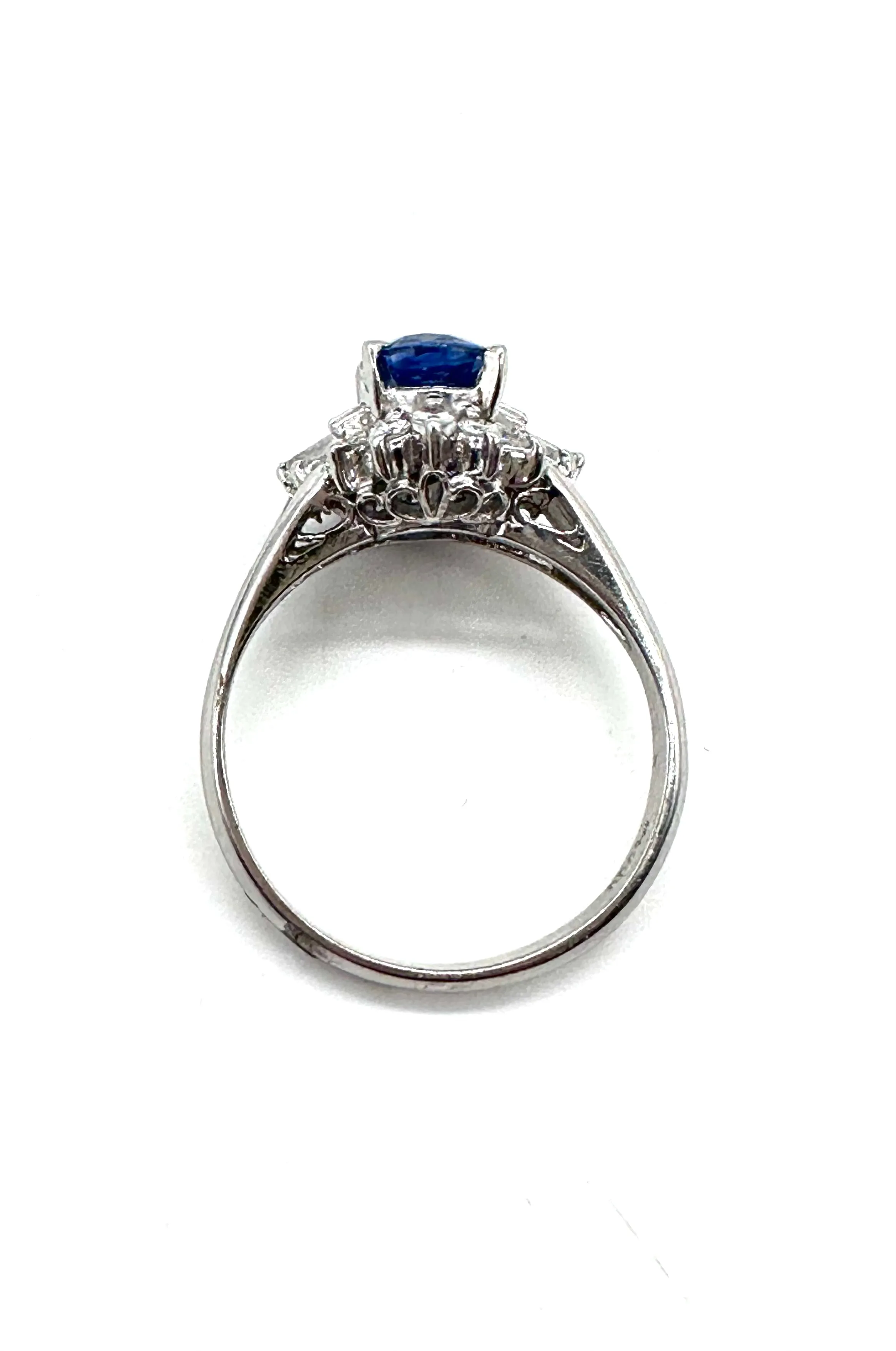 Sapphire and diamond halo ring