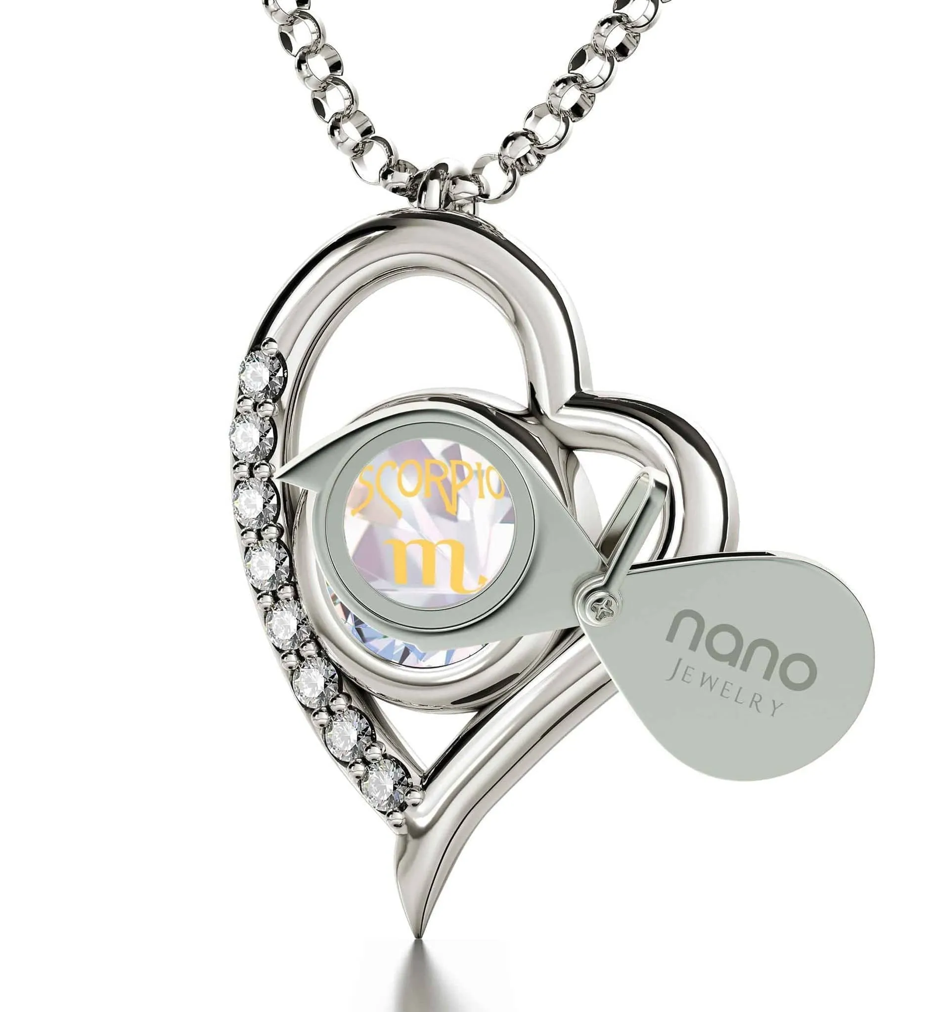 Scorpio Sign, 925 Sterling Silver Necklace, Swarovski