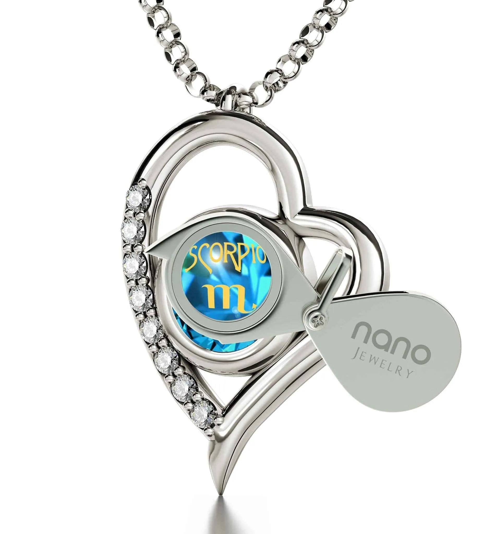 Scorpio Sign, 925 Sterling Silver Necklace, Swarovski