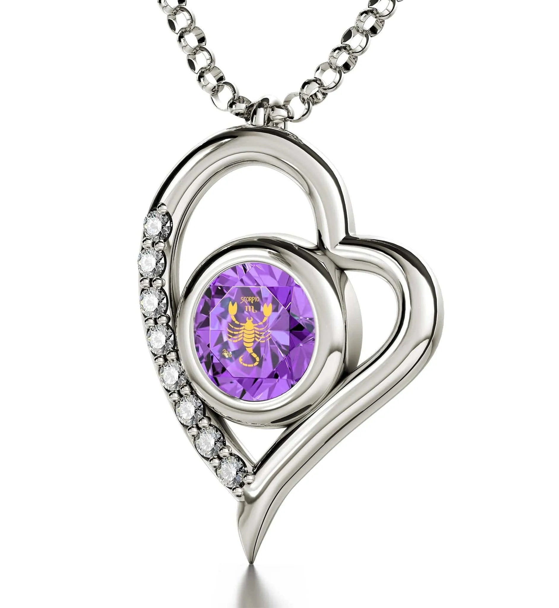 Scorpio Sign, 925 Sterling Silver Necklace, Swarovski