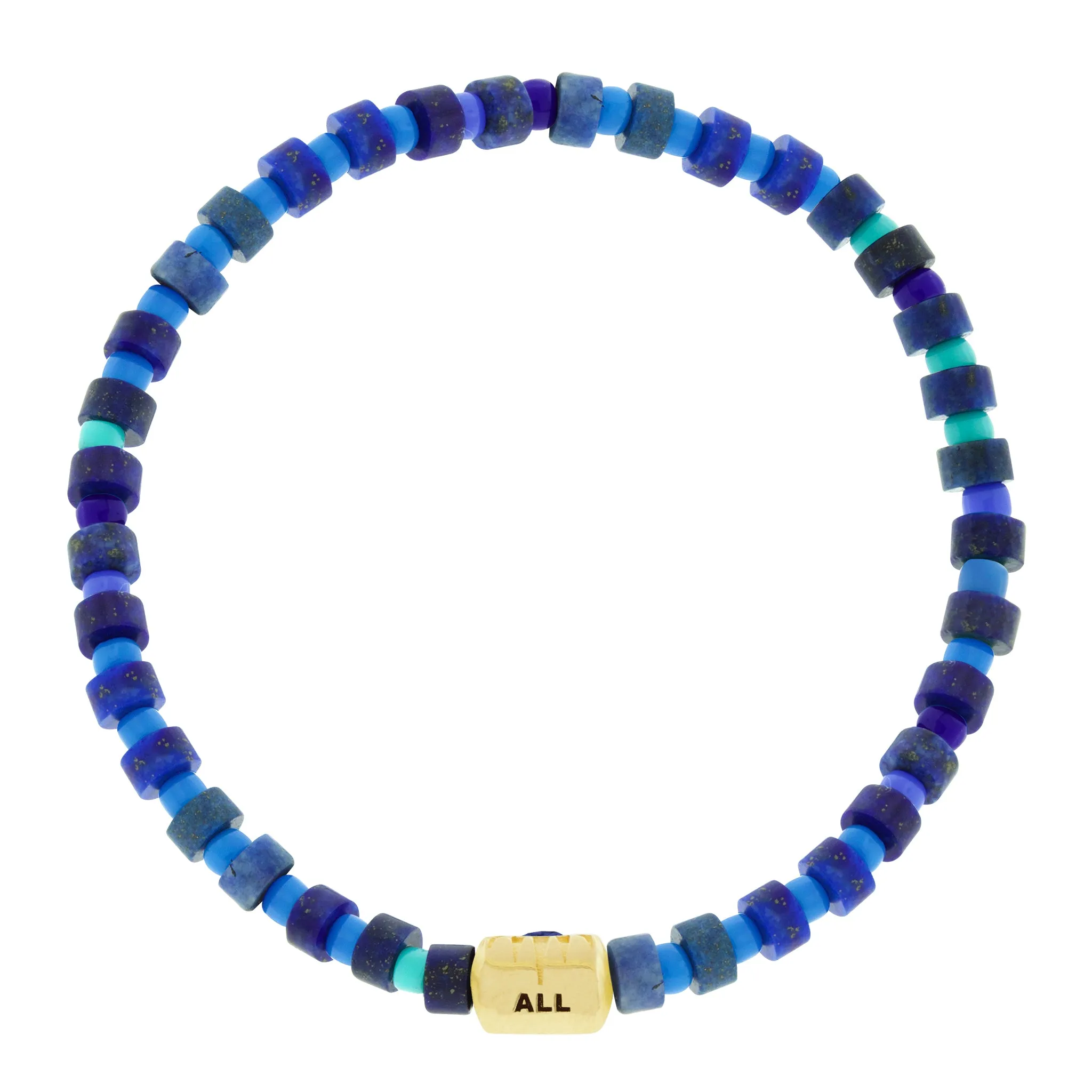 SEE ALL Eye Ingot with Marquise Blue Sapphire on Bead Bracelet