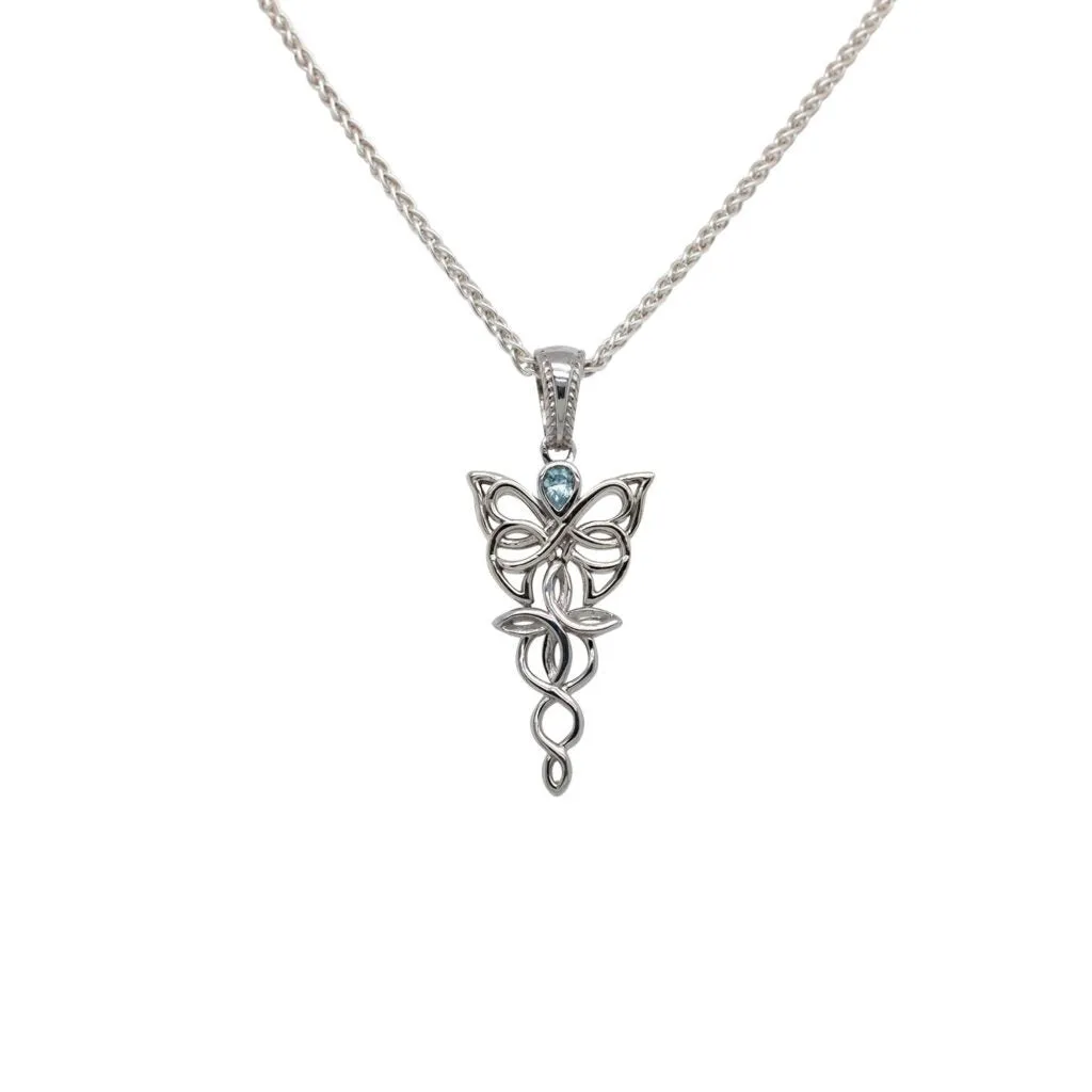 Silver Butterfly Petite Pendant-Topaz