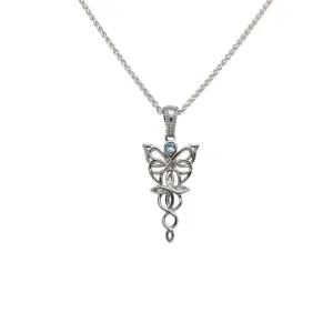Silver Butterfly Petite Pendant-Topaz