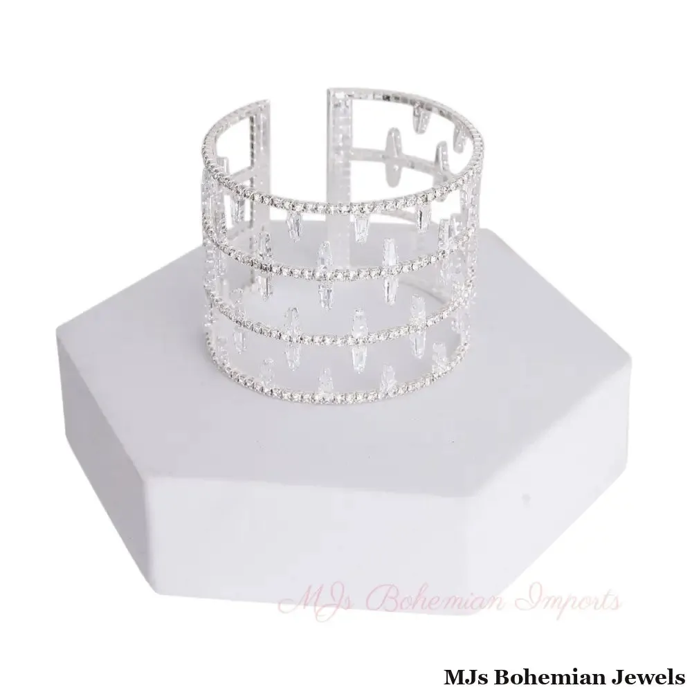 Silver CZ Memory Wire Cuff