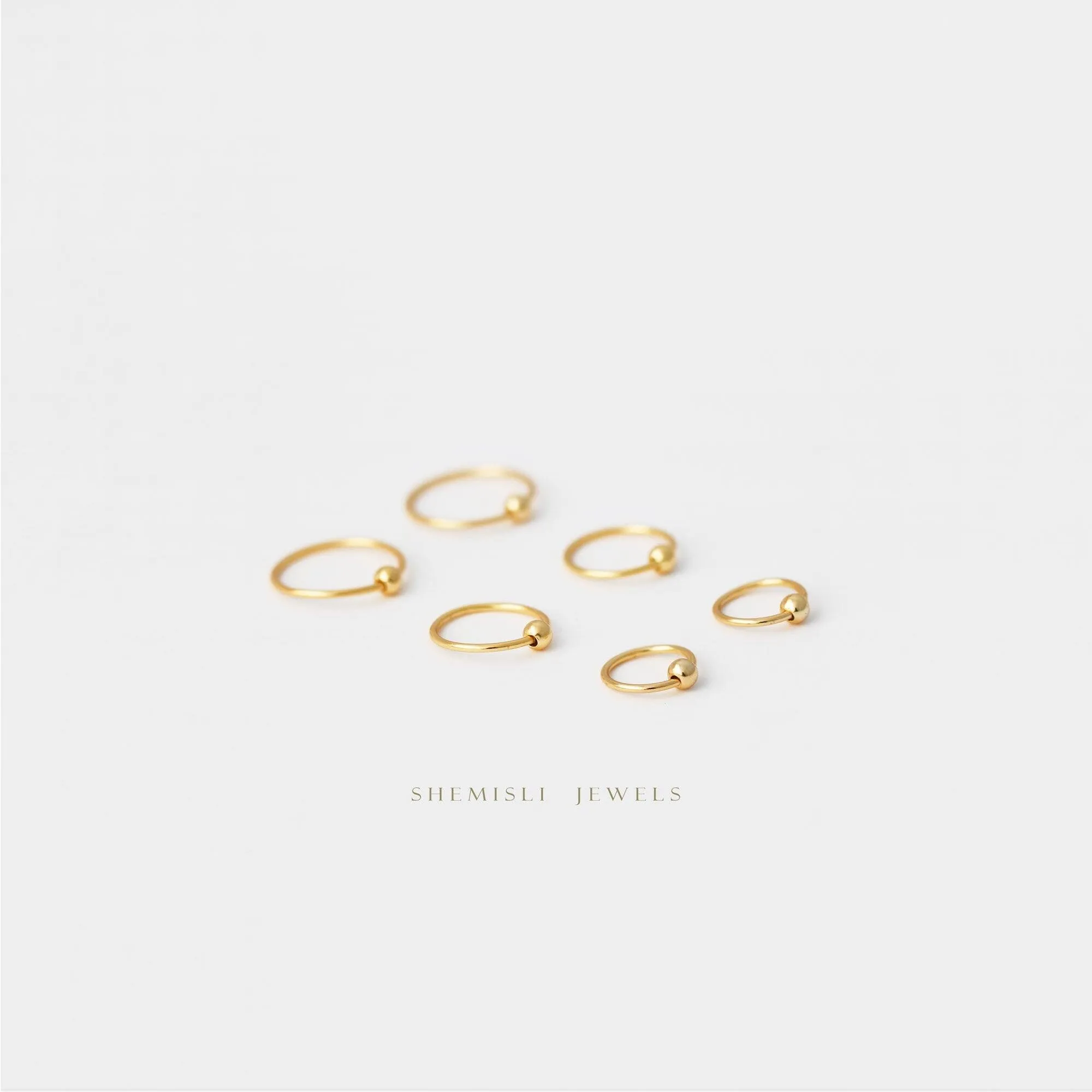 Simple Beaded Hoop, No Hinge Design, Huggies, Gold, Silver SHEMISLI SH535, SH536, SH537, SH538, SH539, SH540