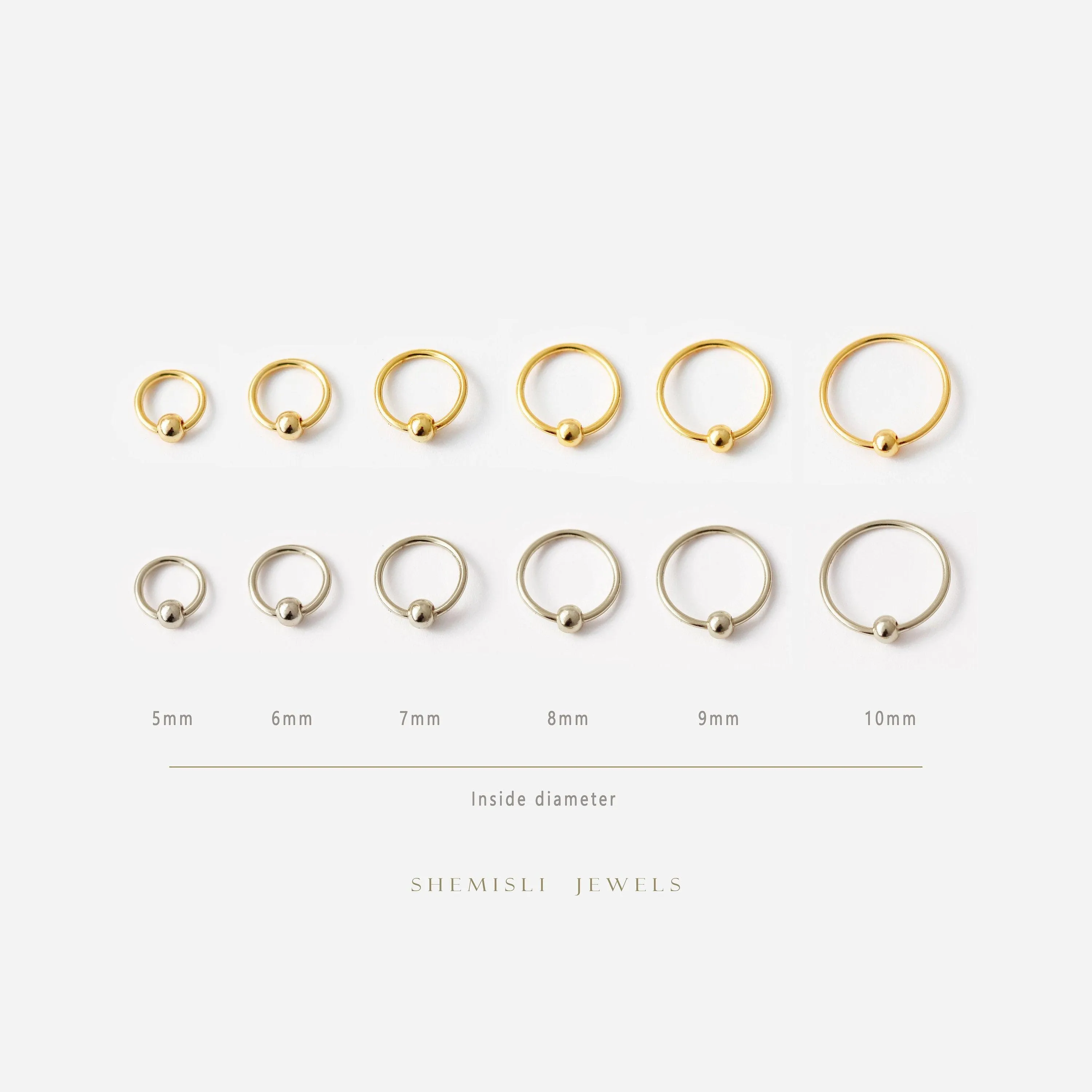 Simple Beaded Hoop, No Hinge Design, Huggies, Gold, Silver SHEMISLI SH535, SH536, SH537, SH538, SH539, SH540
