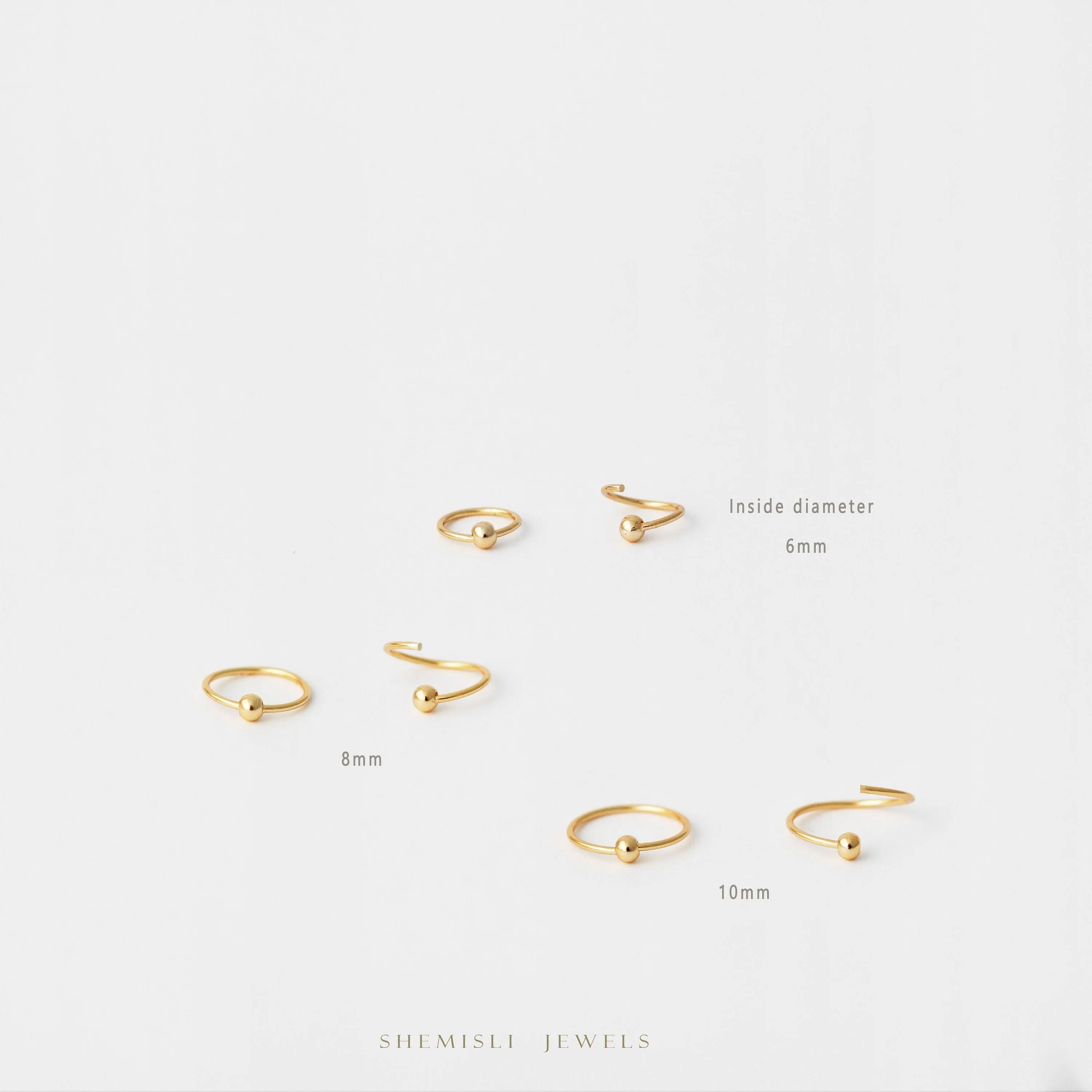 Simple Beaded Hoop, No Hinge Design, Huggies, Gold, Silver SHEMISLI SH535, SH536, SH537, SH538, SH539, SH540