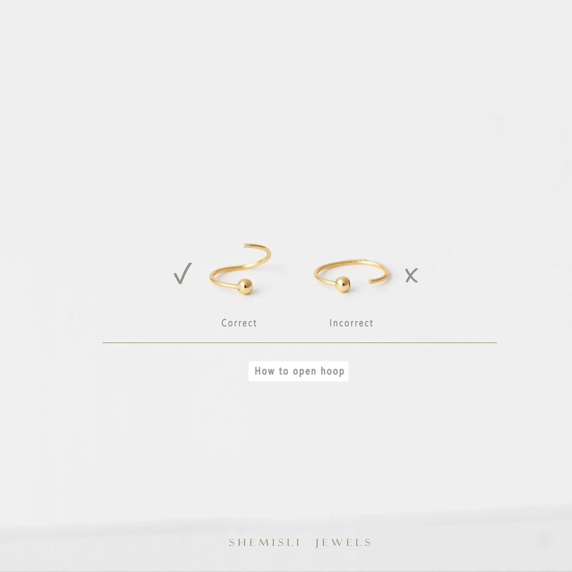 Simple Beaded Hoop, No Hinge Design, Huggies, Gold, Silver SHEMISLI SH535, SH536, SH537, SH538, SH539, SH540