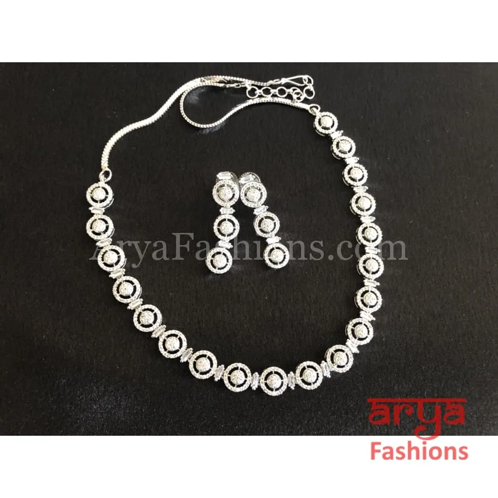Single Line Silver Cubic Zirconia Necklace