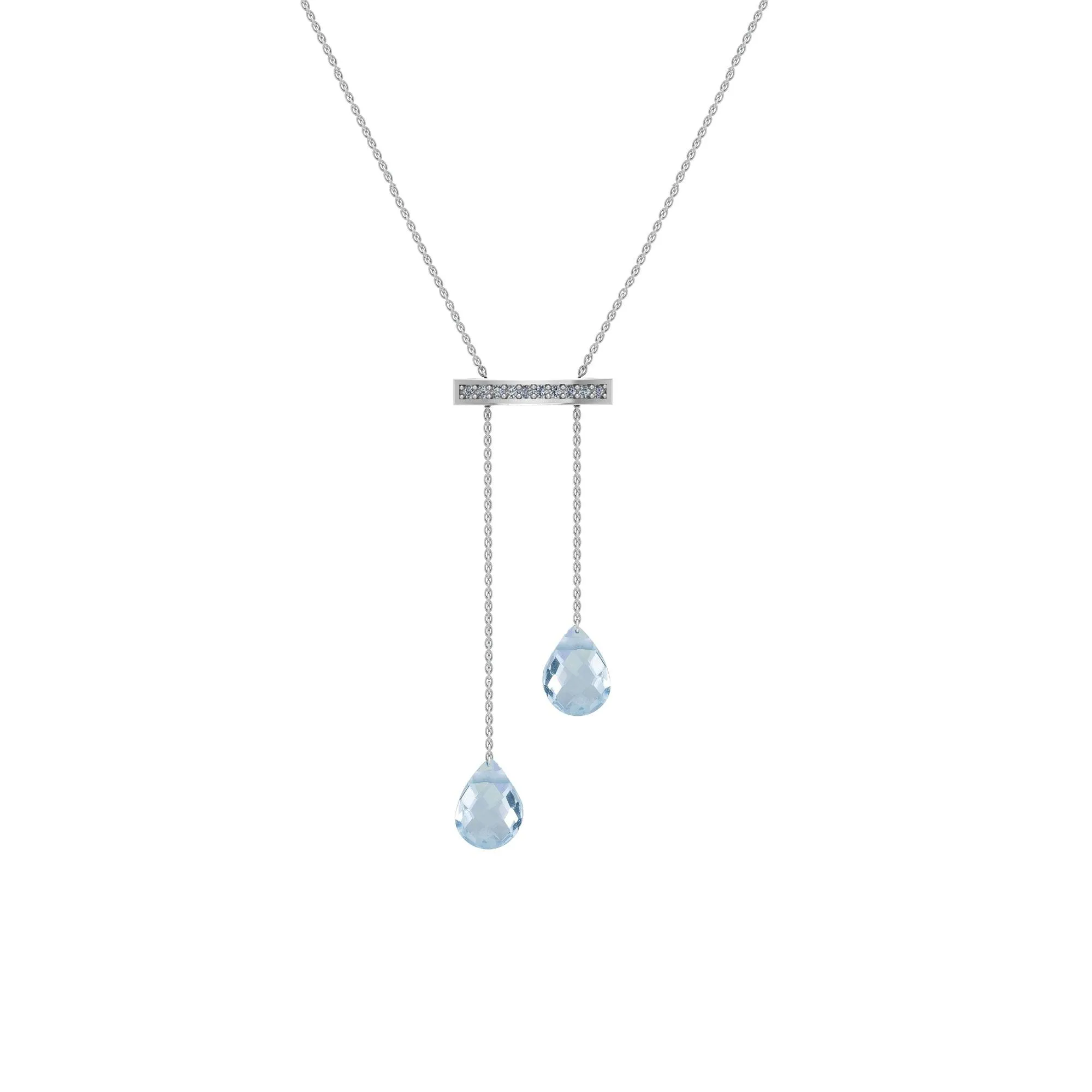 Sky Blue Topaz and Diamond Adjustable Necklace in Silver