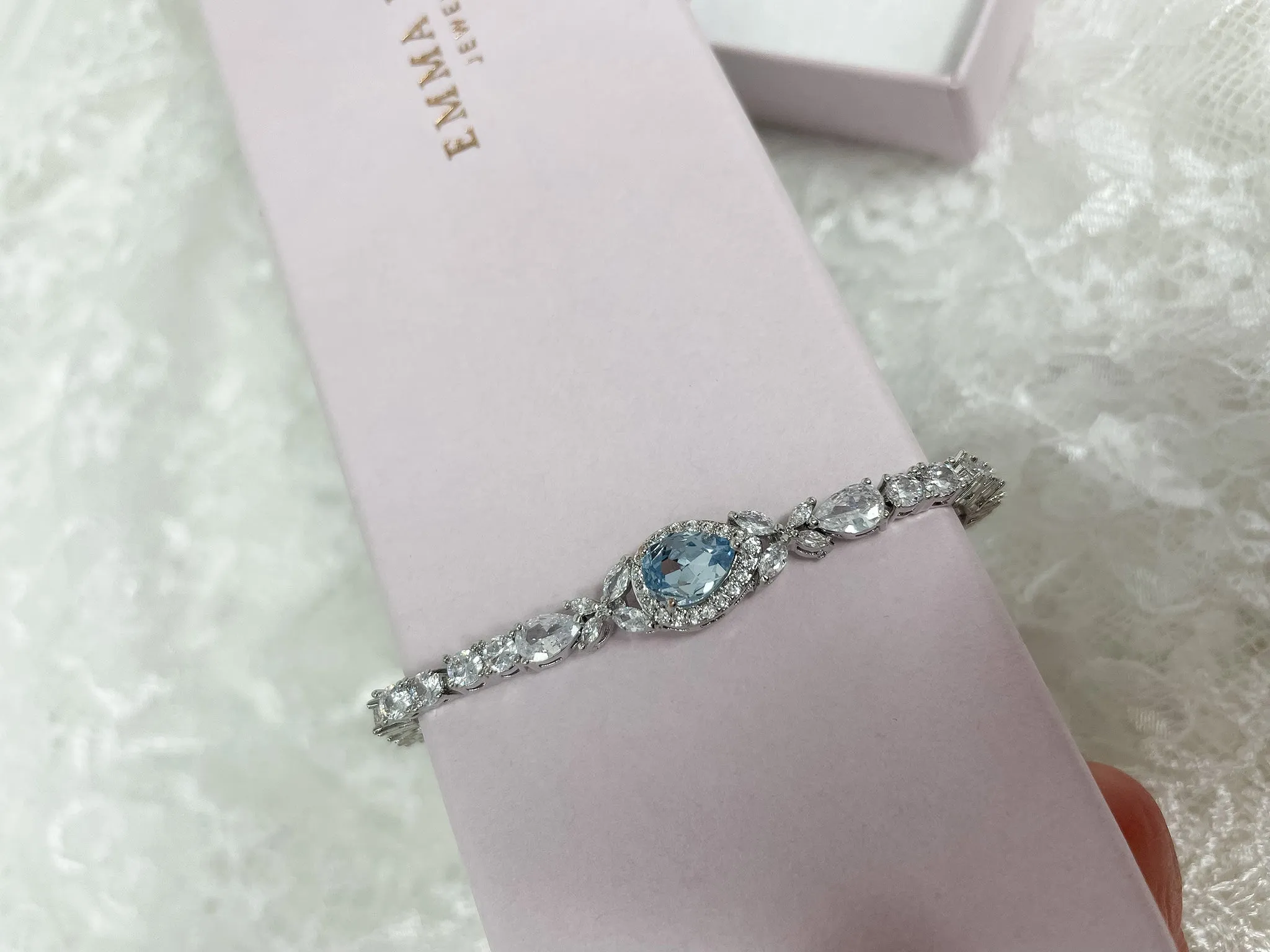 Small Delicate Light Blue Sapphire Bracelet