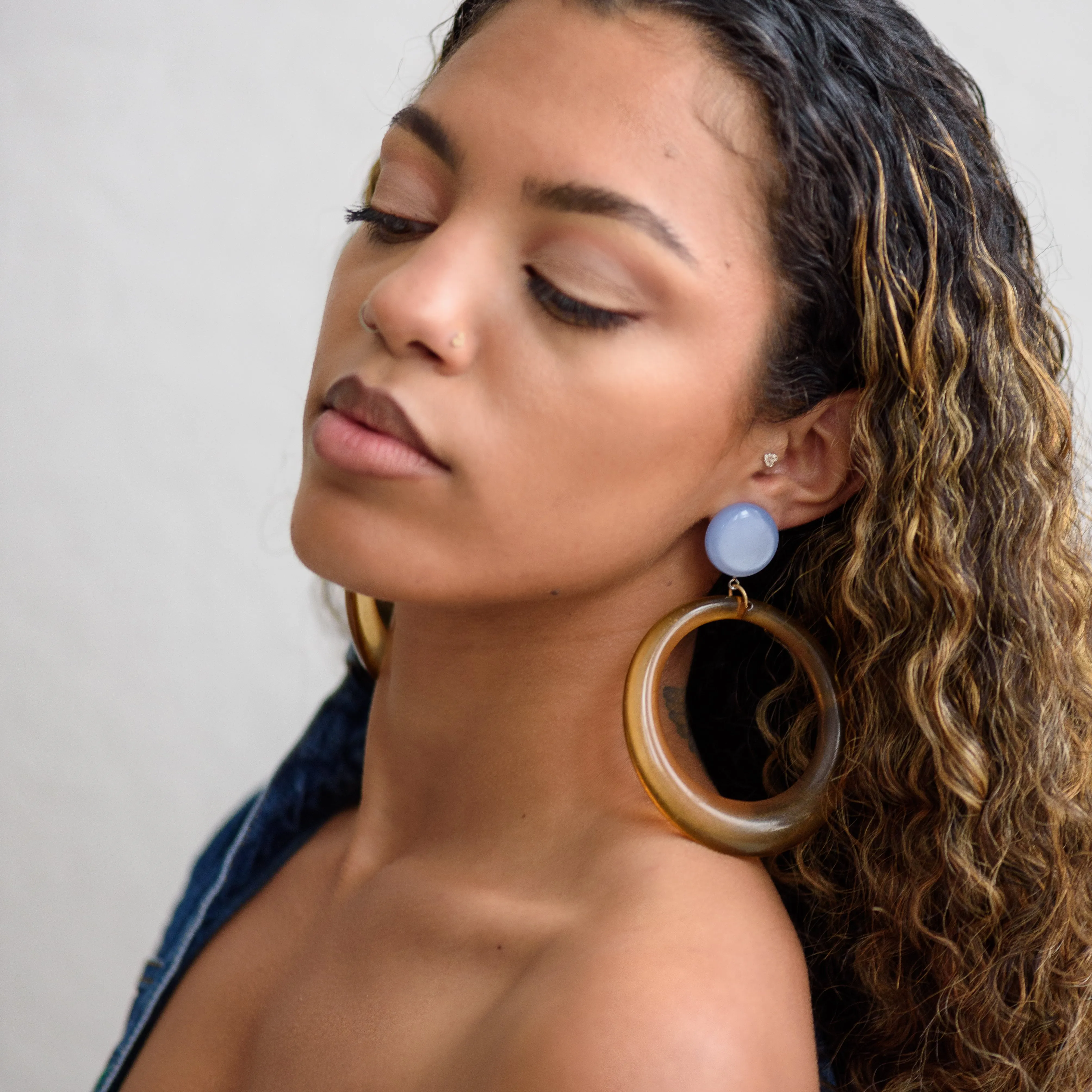Smoke & Blue Moonglow Iris Earrings