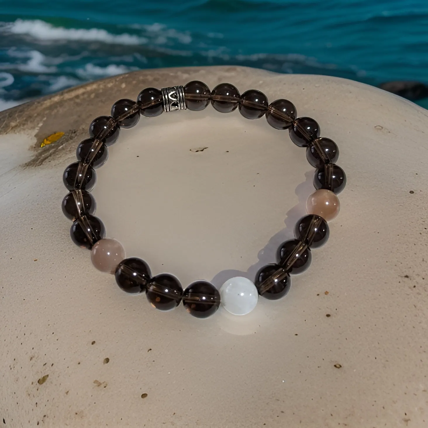 Smokey Quartz, Sunstone &  Moonstone Bracelet