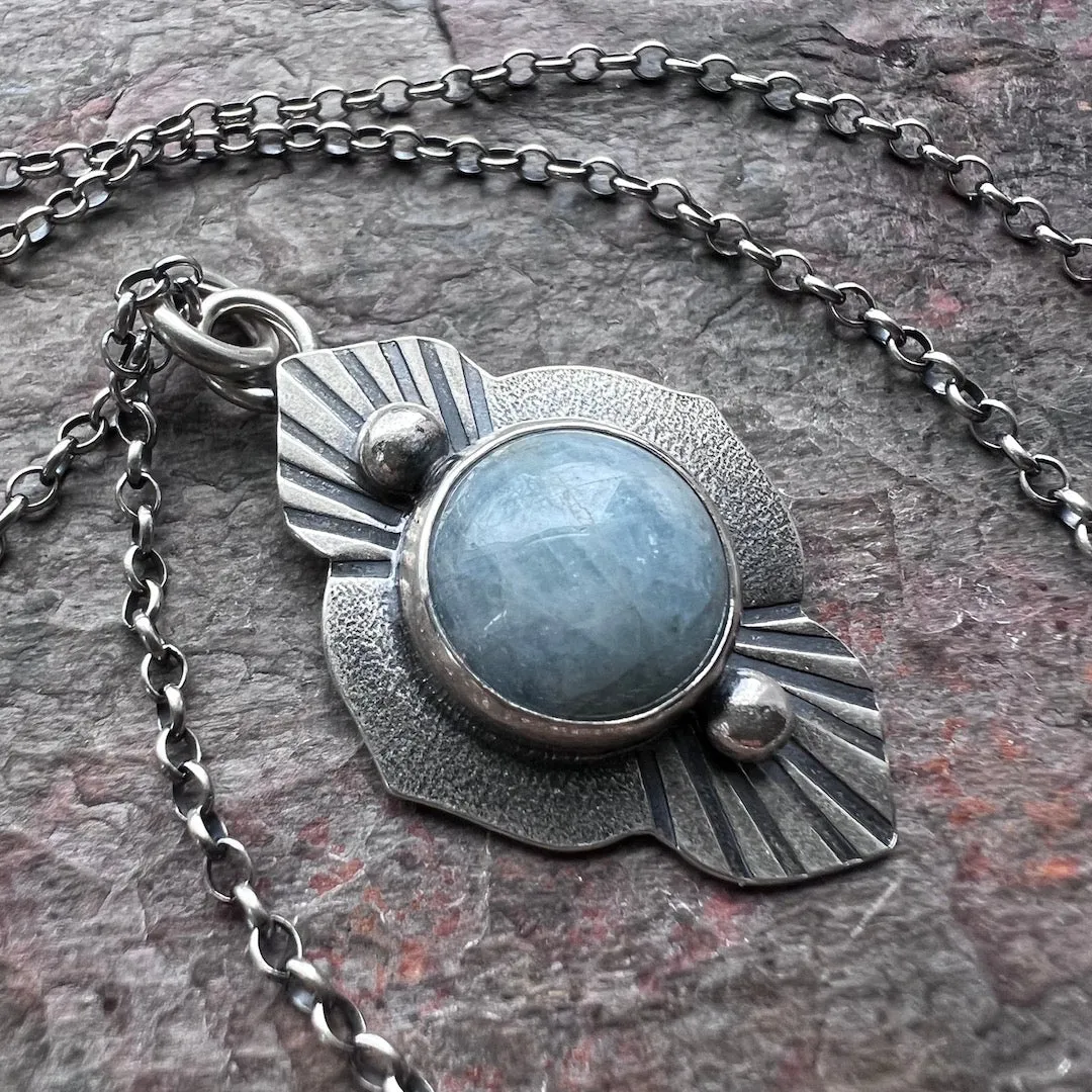 SOLD Sterling Silver Aquamarine Necklace - Handmade One-of-a-kind Aquamarine Pendant on Sterling Silver Chain