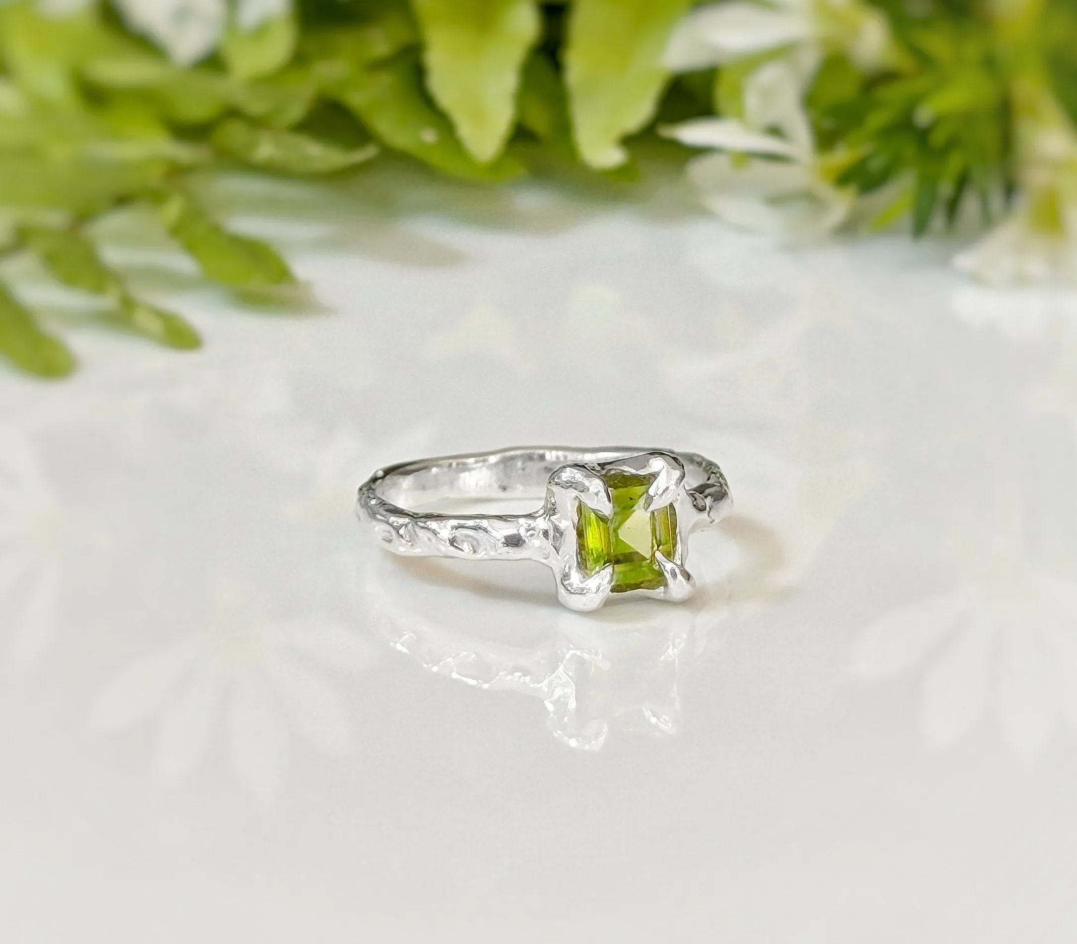 Solid Silver Peridot ring