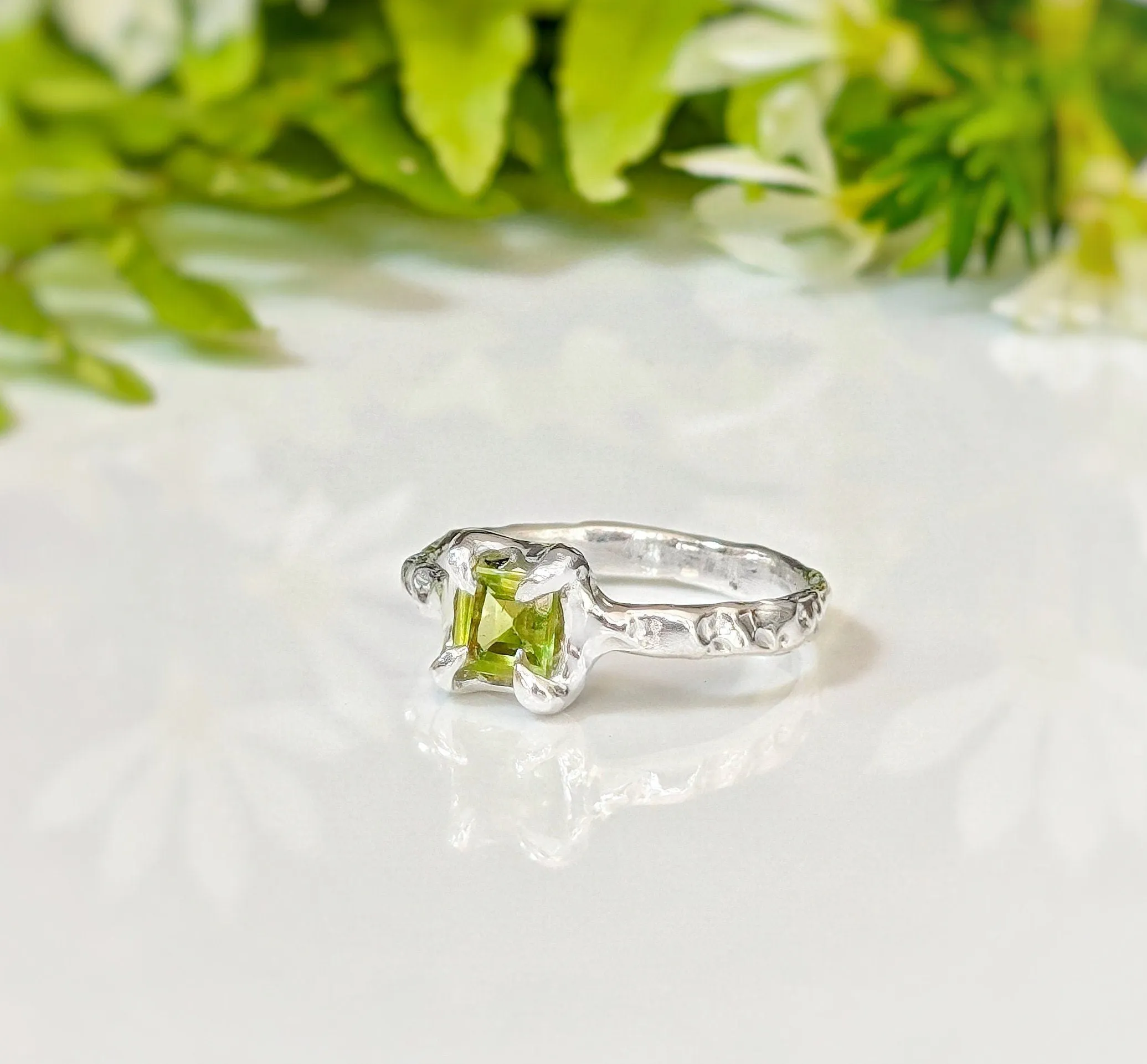 Solid Silver Peridot ring
