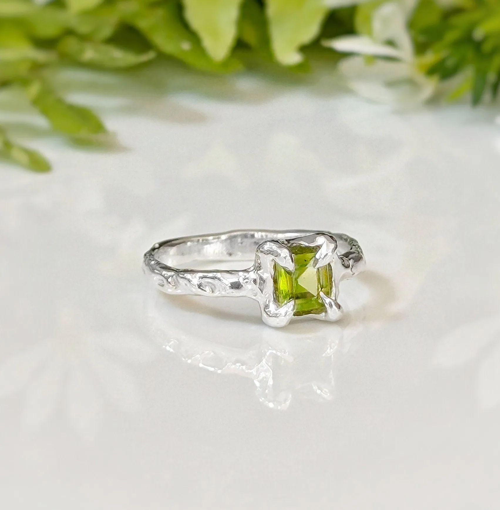 Solid Silver Peridot ring