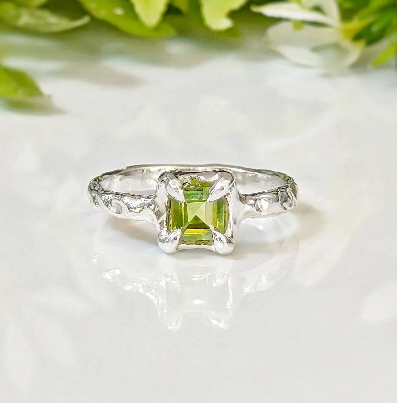 Solid Silver Peridot ring